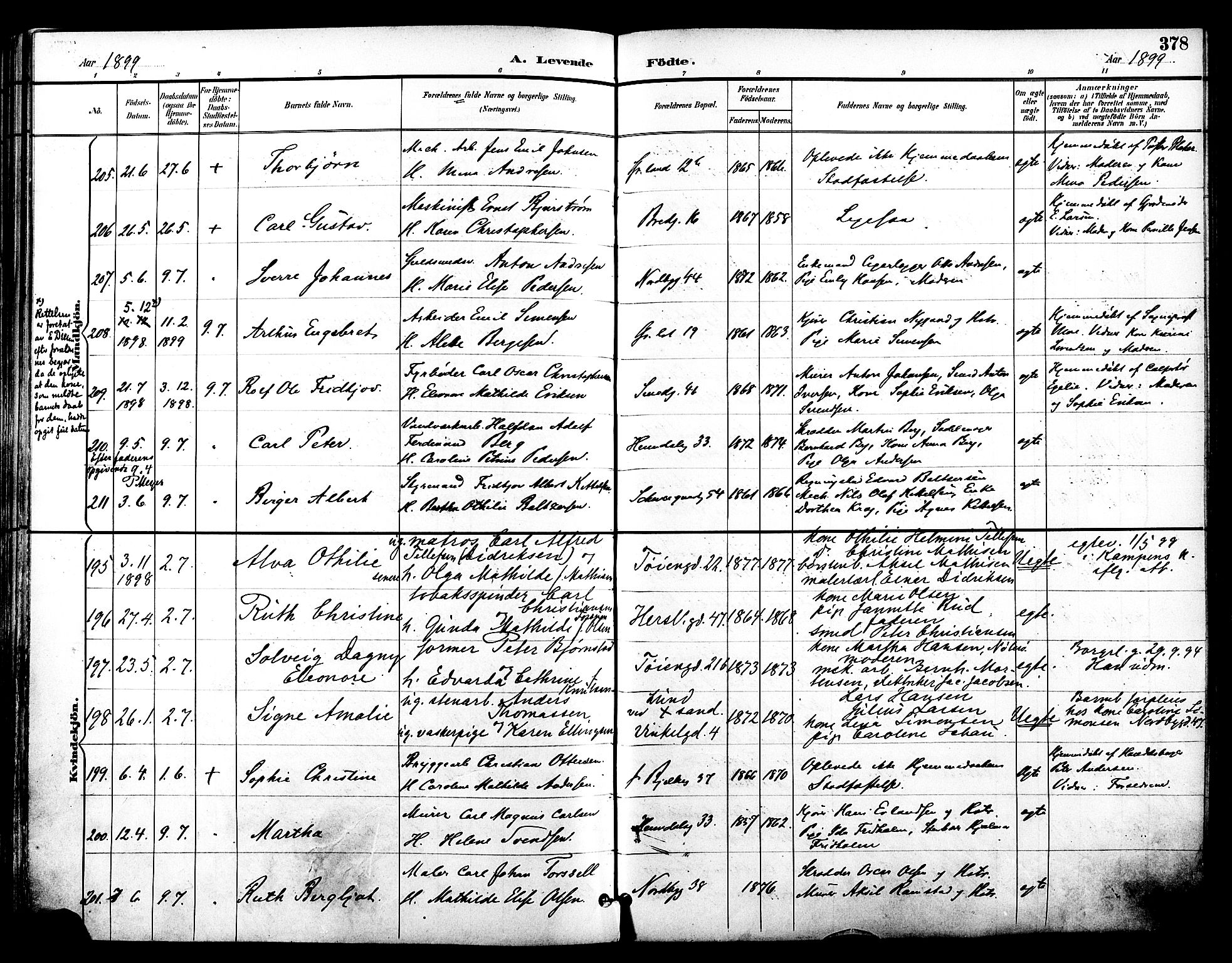 Grønland prestekontor Kirkebøker, SAO/A-10848/F/Fa/L0012: Parish register (official) no. 12, 1893-1900, p. 378