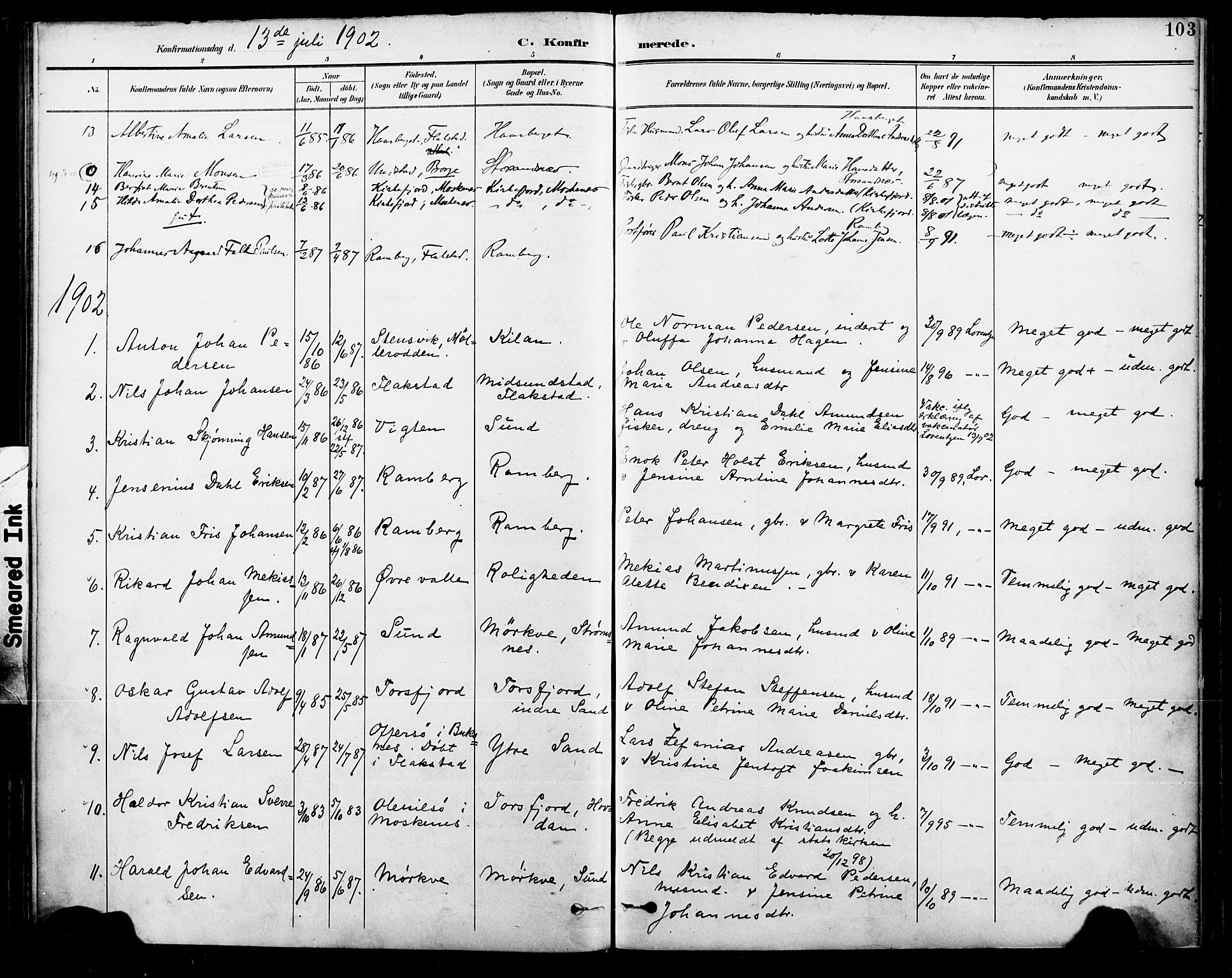 Ministerialprotokoller, klokkerbøker og fødselsregistre - Nordland, AV/SAT-A-1459/885/L1205: Parish register (official) no. 885A06, 1892-1905, p. 103