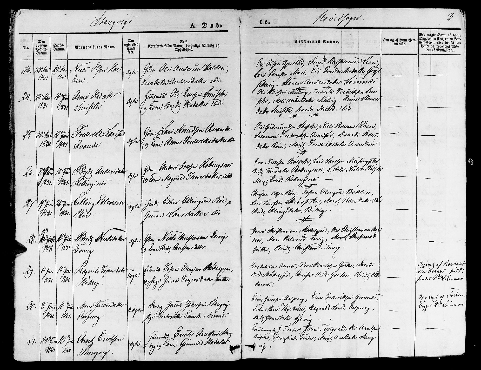 Ministerialprotokoller, klokkerbøker og fødselsregistre - Møre og Romsdal, AV/SAT-A-1454/592/L1024: Parish register (official) no. 592A03 /1, 1831-1849, p. 3