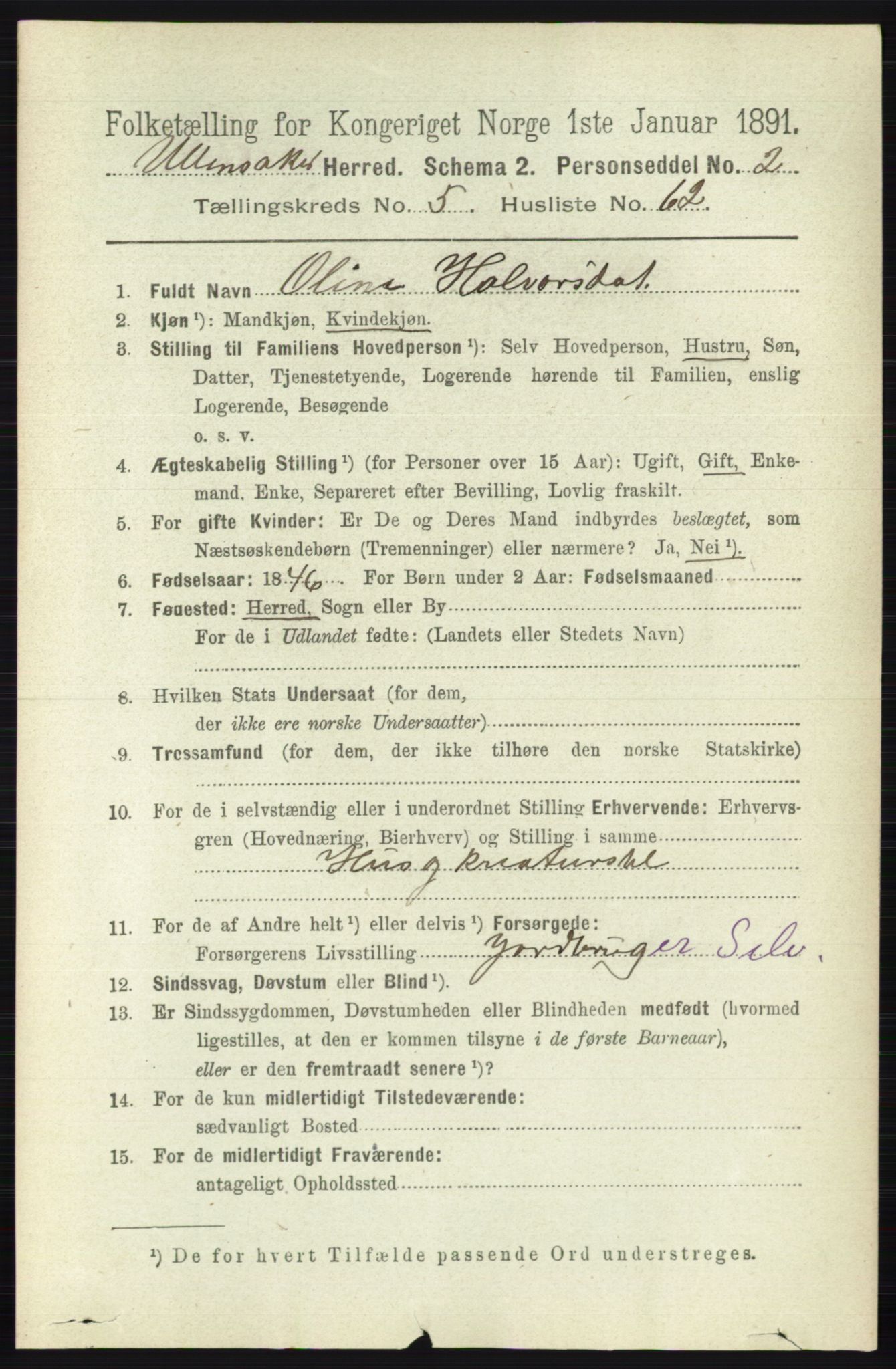 RA, 1891 census for 0235 Ullensaker, 1891, p. 2417