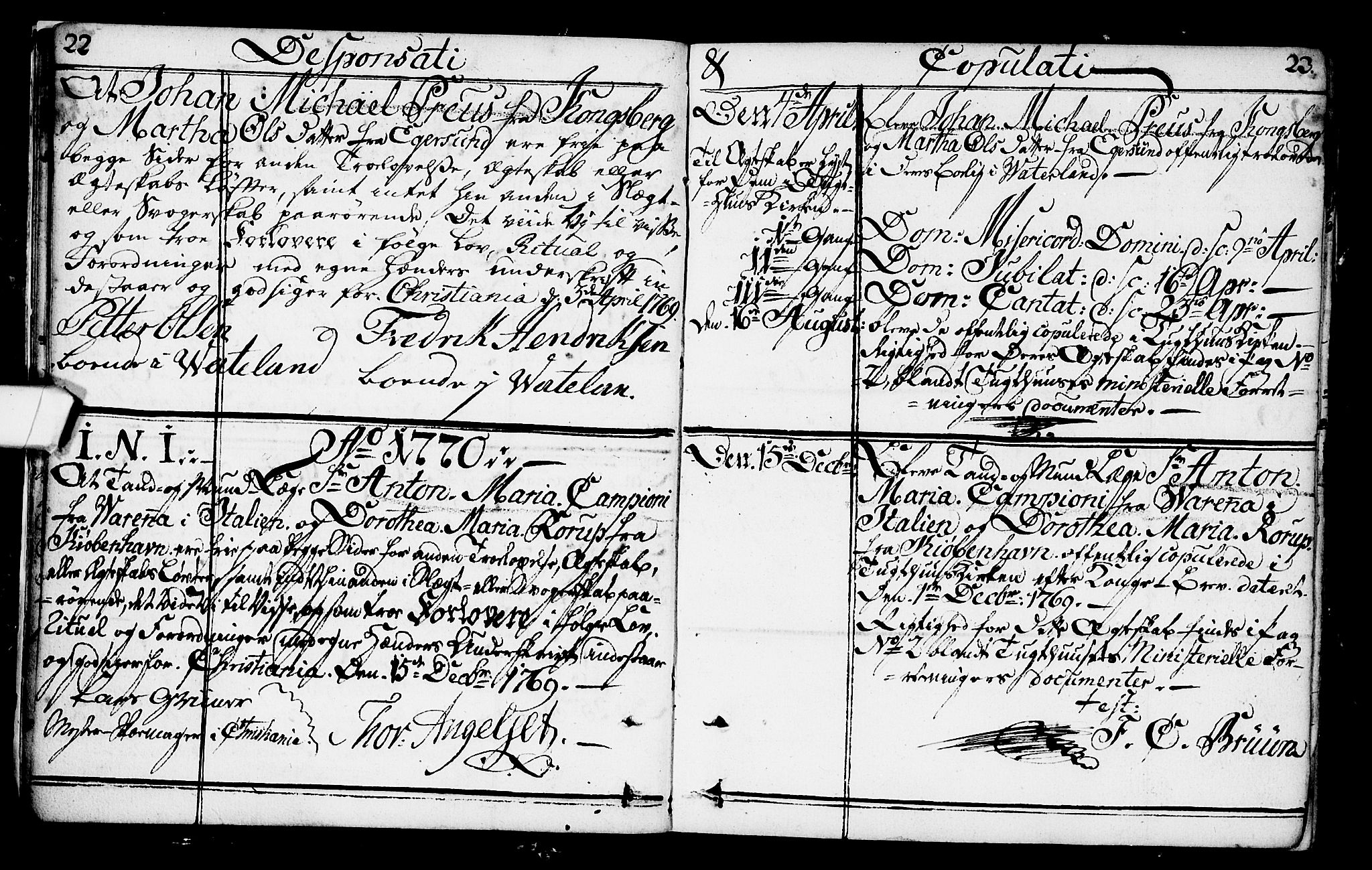 Kristiania tukthusprest Kirkebøker, SAO/A-10881/F/Fa/L0001: Parish register (official) no. 1, 1758-1828, p. 22-23