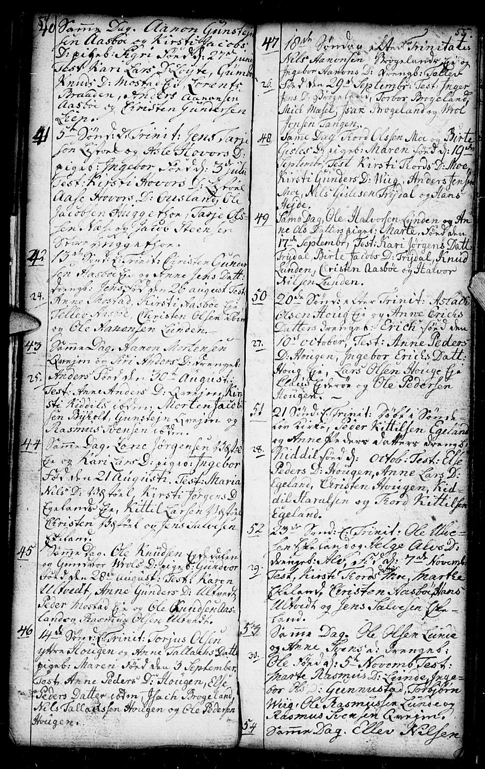 Gjerstad sokneprestkontor, SAK/1111-0014/F/Fb/Fba/L0001: Parish register (copy) no. B 1, 1797-1816, p. 54-55