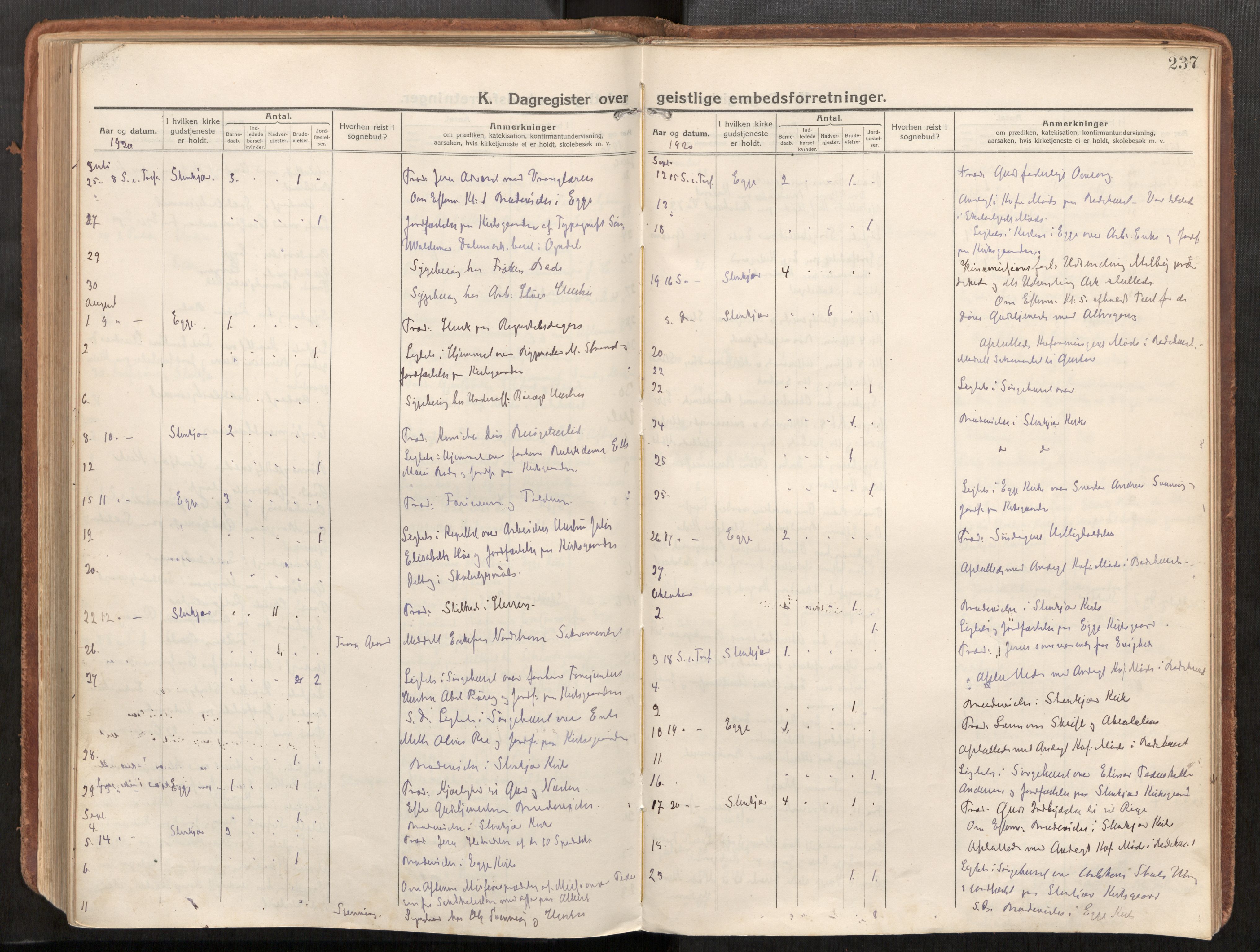 Steinkjer sokneprestkontor, AV/SAT-A-1541/01/H/Ha/Haa/L0003: Parish register (official) no. 3, 1913-1922, p. 237