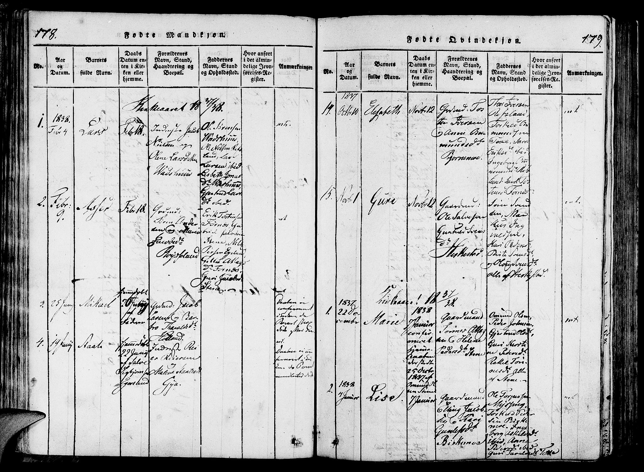 Lund sokneprestkontor, SAST/A-101809/S06/L0006: Parish register (official) no. A 6, 1816-1839, p. 178-179
