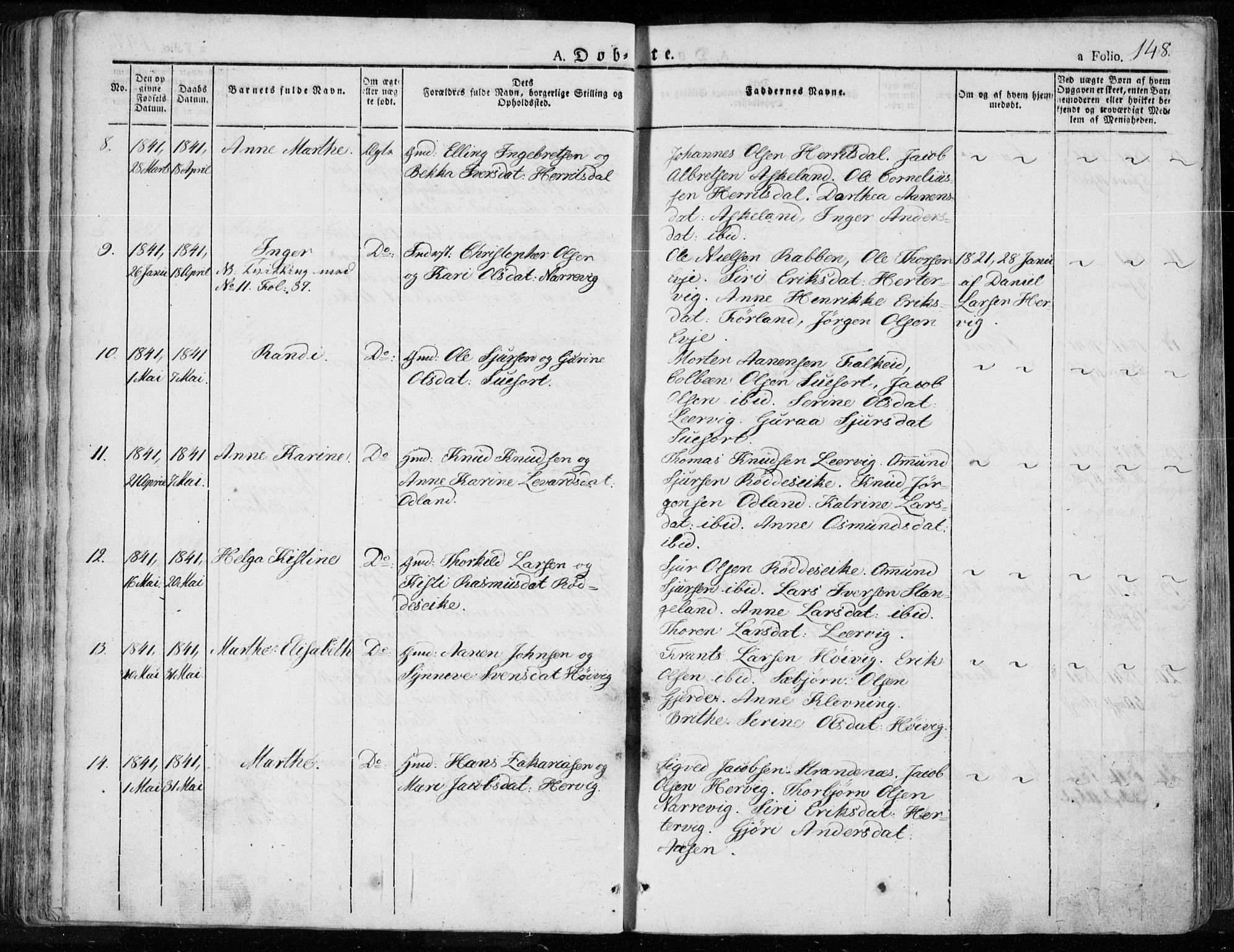 Tysvær sokneprestkontor, AV/SAST-A -101864/H/Ha/Haa/L0001: Parish register (official) no. A 1.1, 1831-1856, p. 148