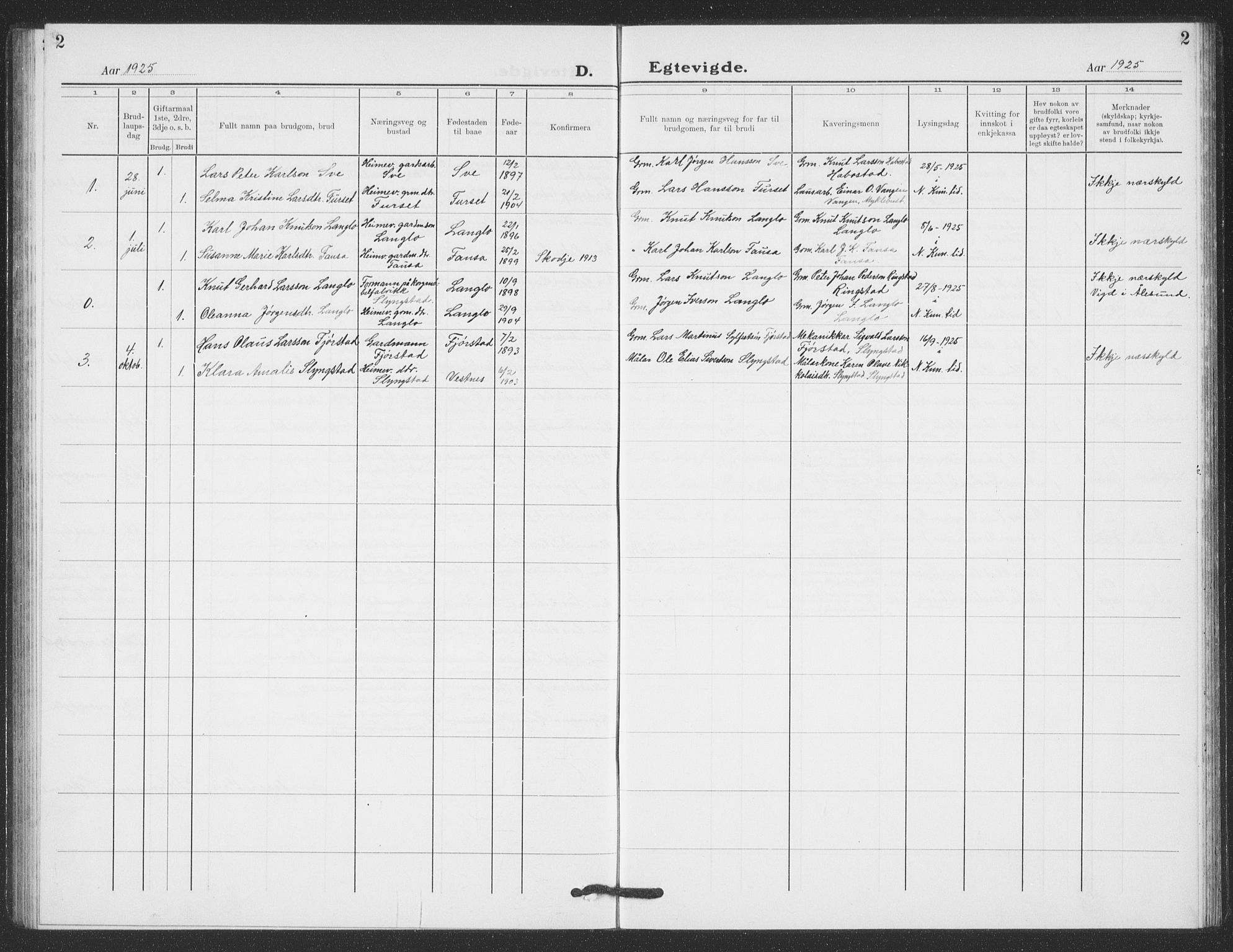 Ministerialprotokoller, klokkerbøker og fødselsregistre - Møre og Romsdal, AV/SAT-A-1454/520/L0294: Parish register (copy) no. 520C06, 1923-1938, p. 2