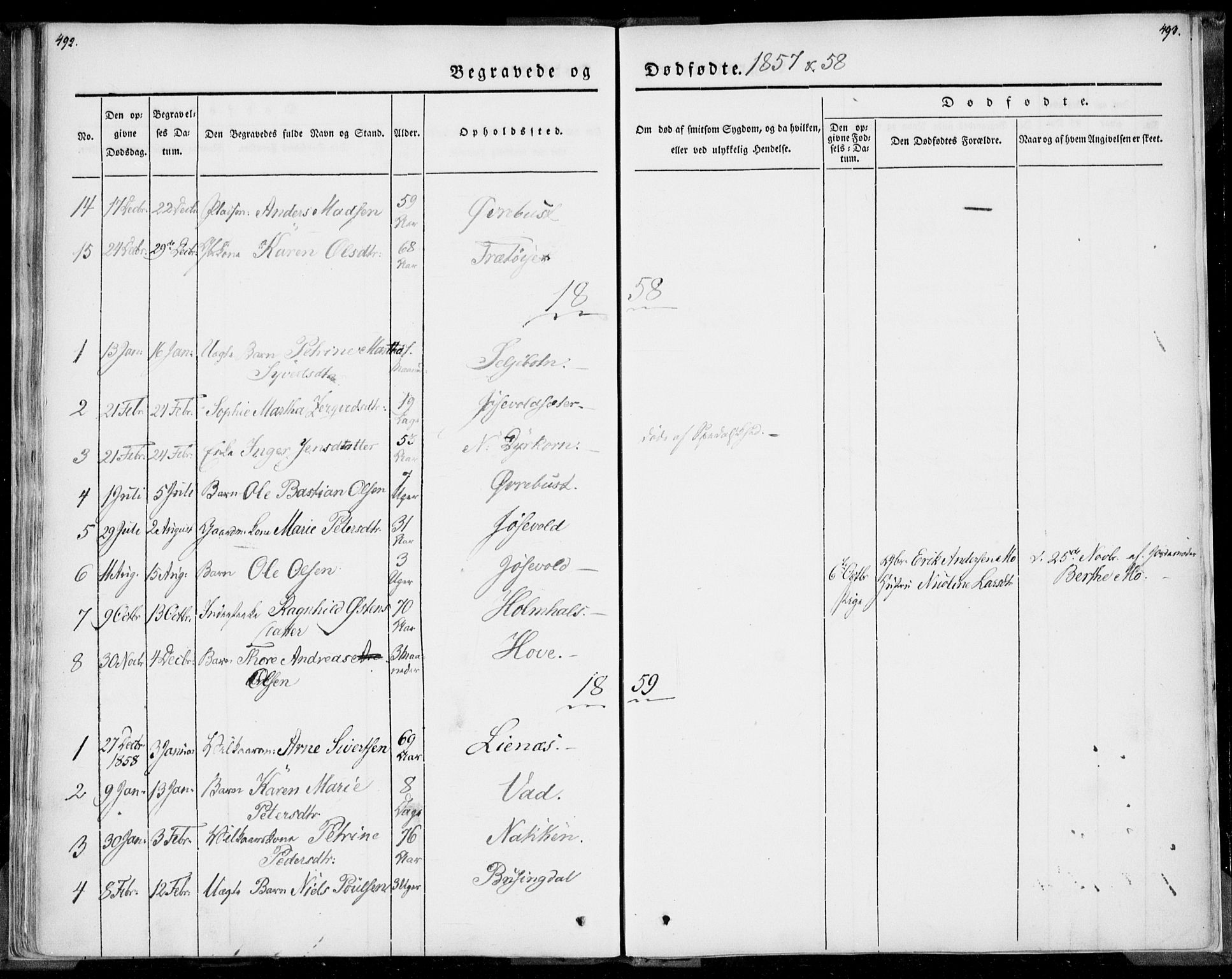 Ministerialprotokoller, klokkerbøker og fødselsregistre - Møre og Romsdal, SAT/A-1454/520/L0277: Parish register (official) no. 520A07, 1843-1861, p. 492-493