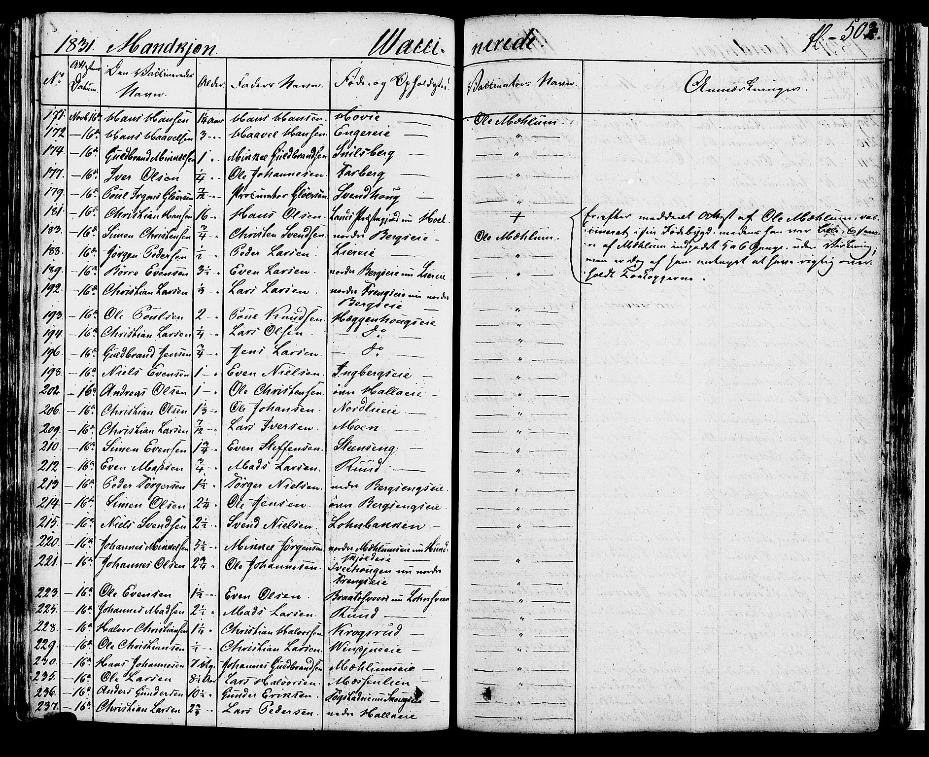 Ringsaker prestekontor, AV/SAH-PREST-014/K/Ka/L0007: Parish register (official) no. 7B, 1826-1837, p. 502