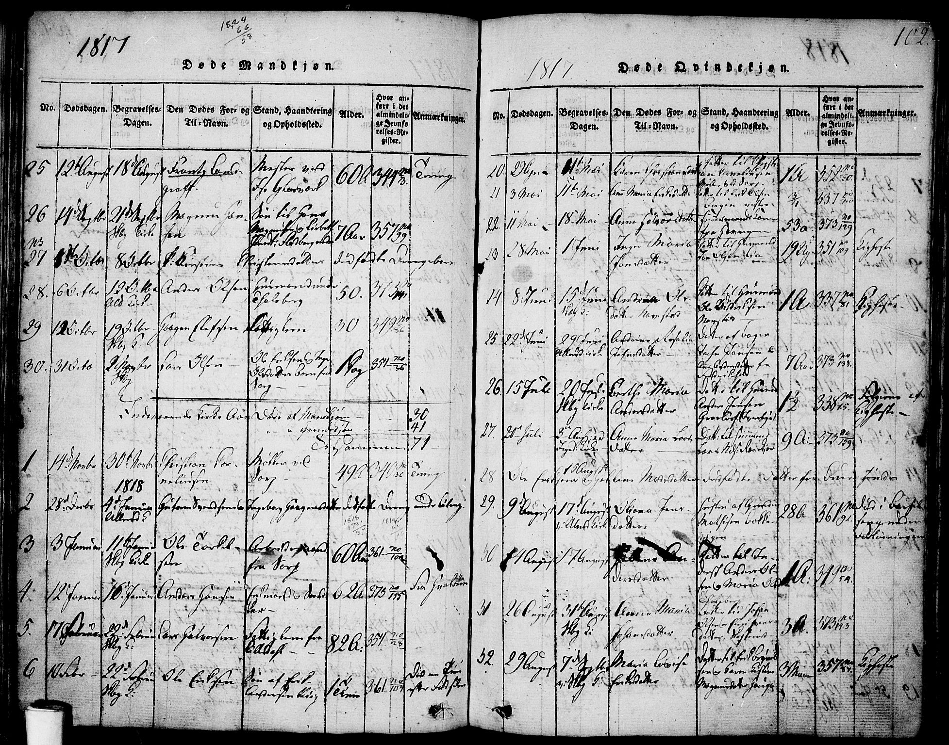 Skjeberg prestekontor Kirkebøker, AV/SAO-A-10923/F/Fa/L0004: Parish register (official) no. I 4, 1815-1830, p. 102