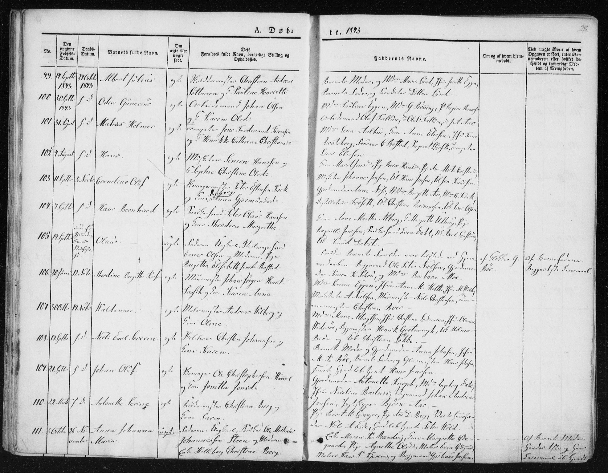 Ministerialprotokoller, klokkerbøker og fødselsregistre - Sør-Trøndelag, SAT/A-1456/602/L0110: Parish register (official) no. 602A08, 1840-1854, p. 28