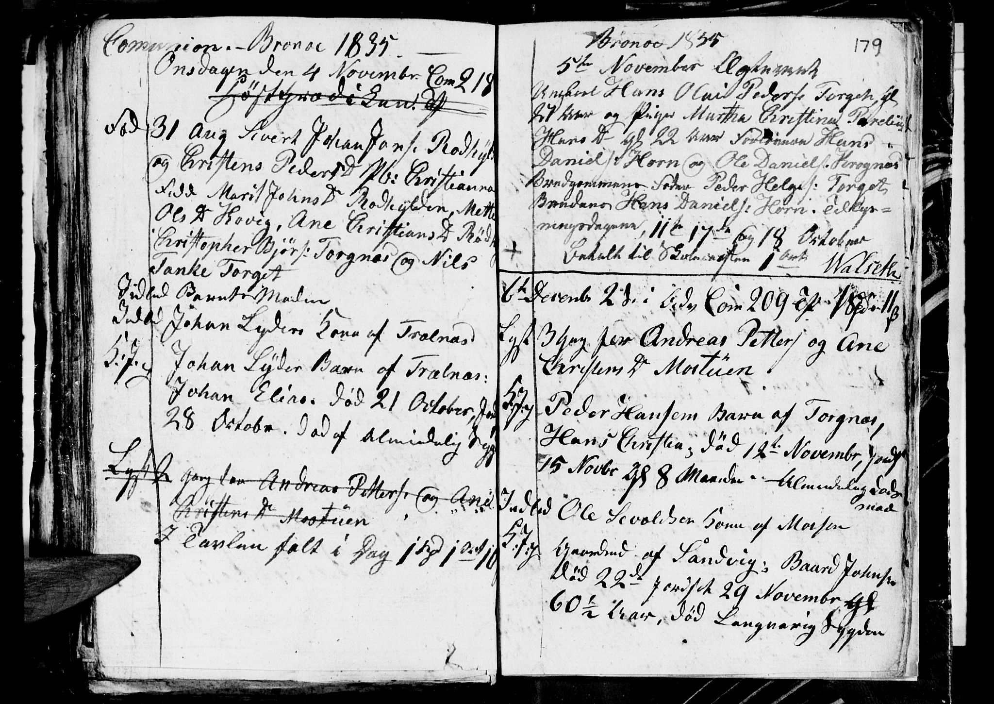 Ministerialprotokoller, klokkerbøker og fødselsregistre - Nordland, AV/SAT-A-1459/813/L0210: Parish register (copy) no. 813C02, 1825-1836, p. 179