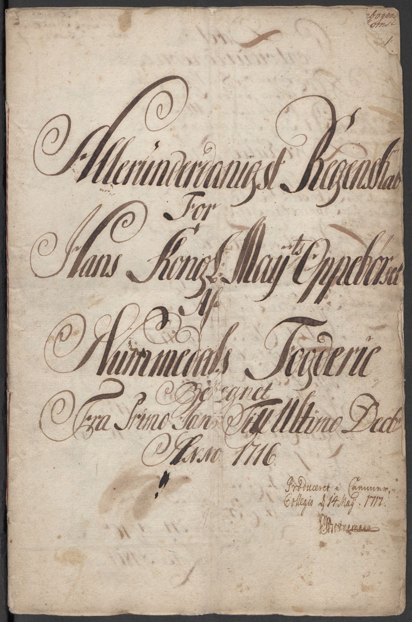 Rentekammeret inntil 1814, Reviderte regnskaper, Fogderegnskap, AV/RA-EA-4092/R64/L4437: Fogderegnskap Namdal, 1716, p. 5