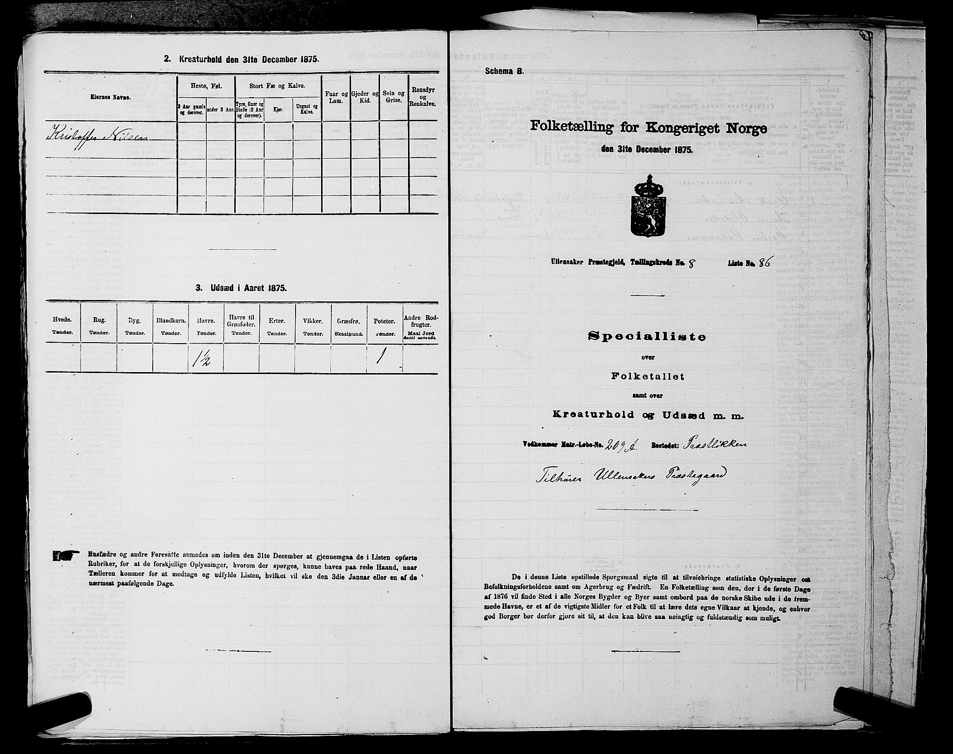 RA, 1875 census for 0235P Ullensaker, 1875, p. 1235