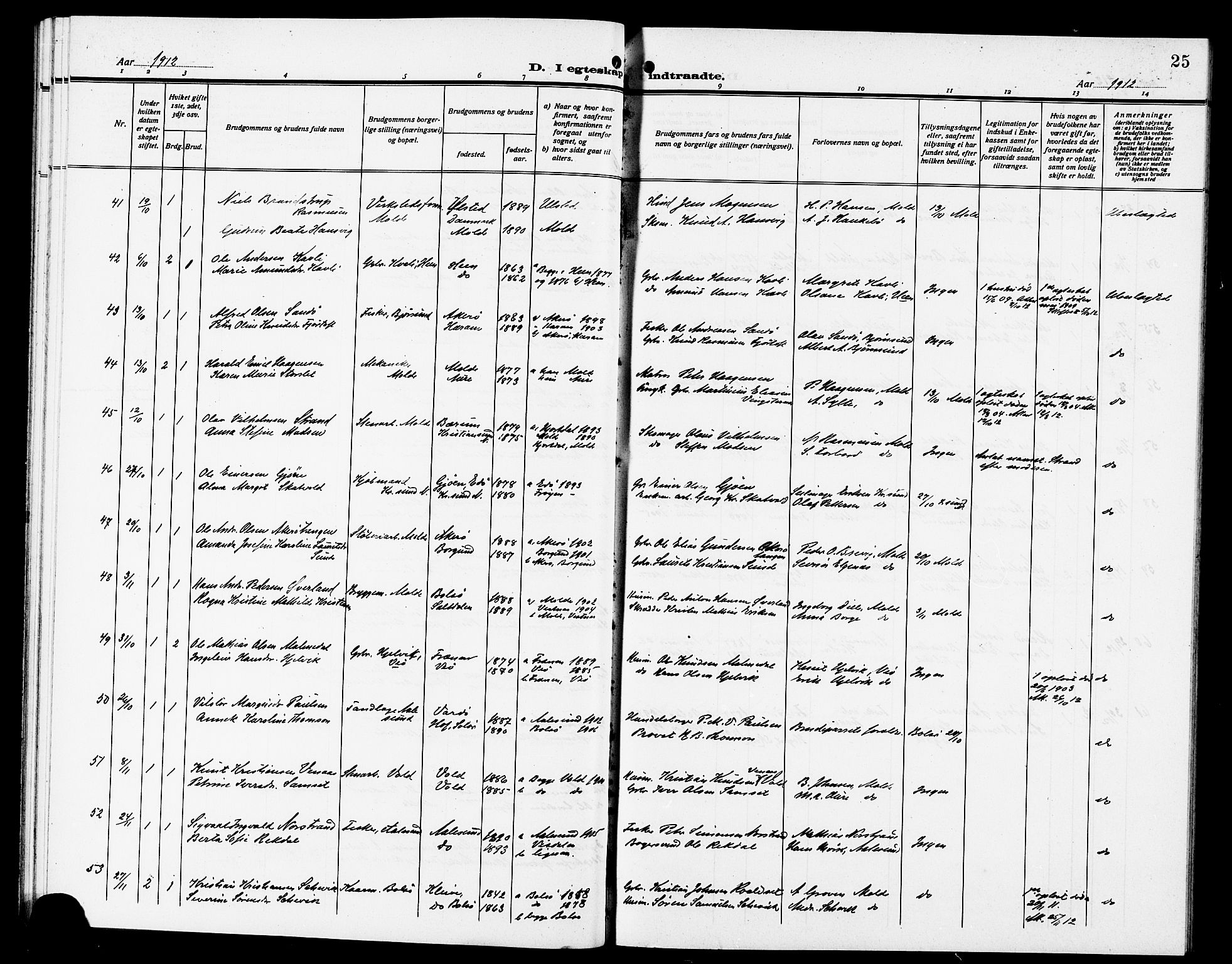 Ministerialprotokoller, klokkerbøker og fødselsregistre - Møre og Romsdal, AV/SAT-A-1454/558/L0703: Parish register (copy) no. 558C04, 1906-1921, p. 25