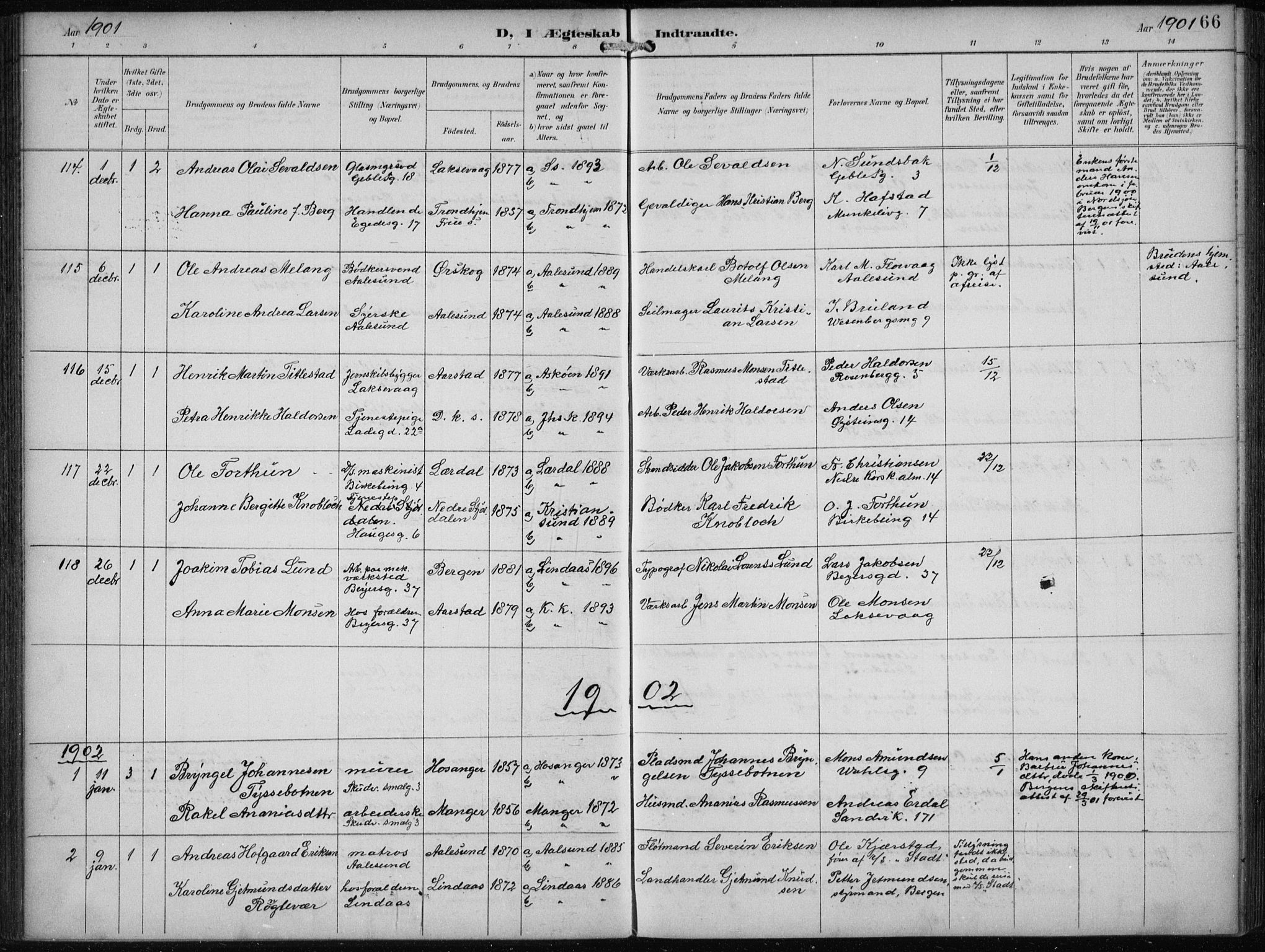 Sandviken Sokneprestembete, SAB/A-77601/H/Ha/L0014: Parish register (official) no. D 1, 1896-1911, p. 66