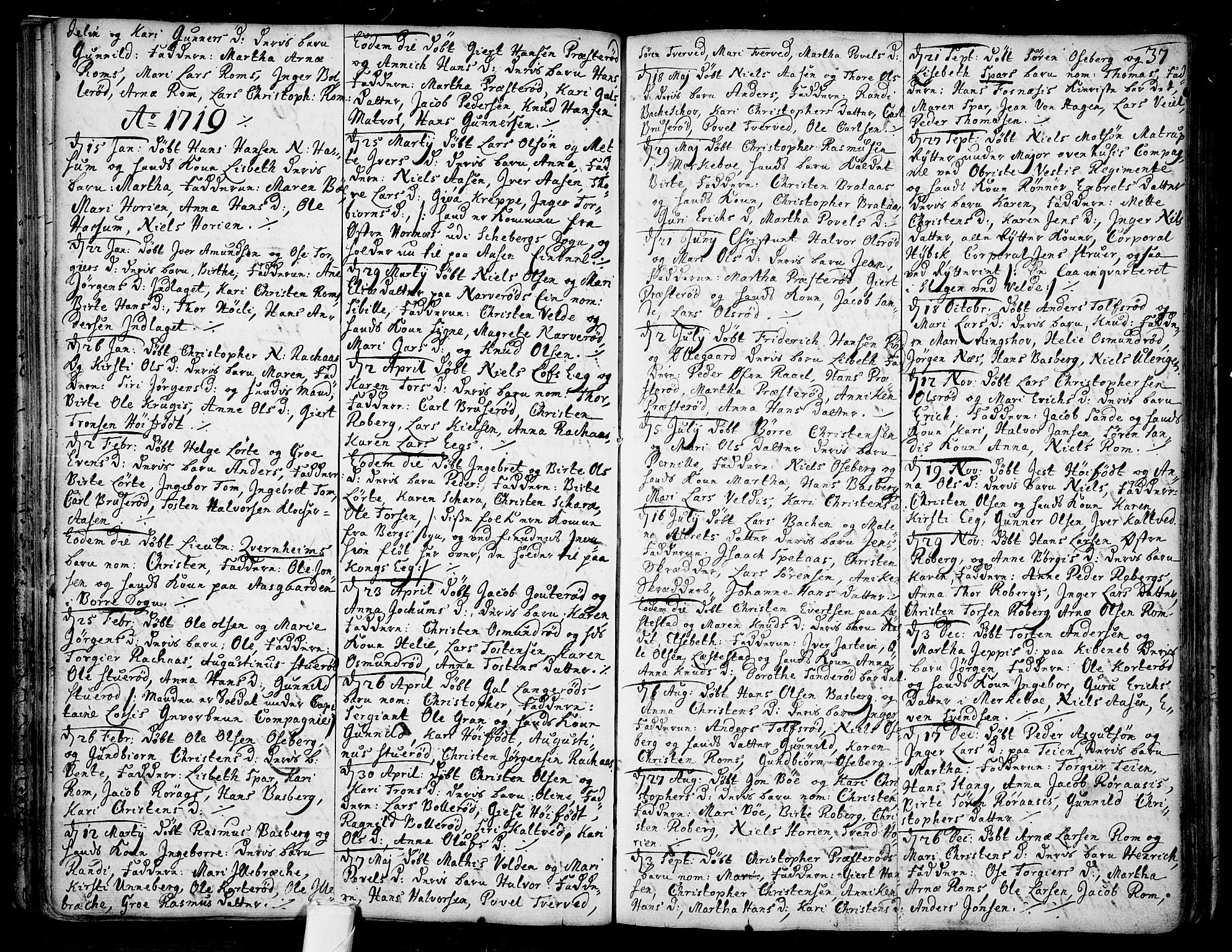 Sem kirkebøker, AV/SAKO-A-5/F/Fb/L0001: Parish register (official) no. II 1, 1702-1764, p. 37