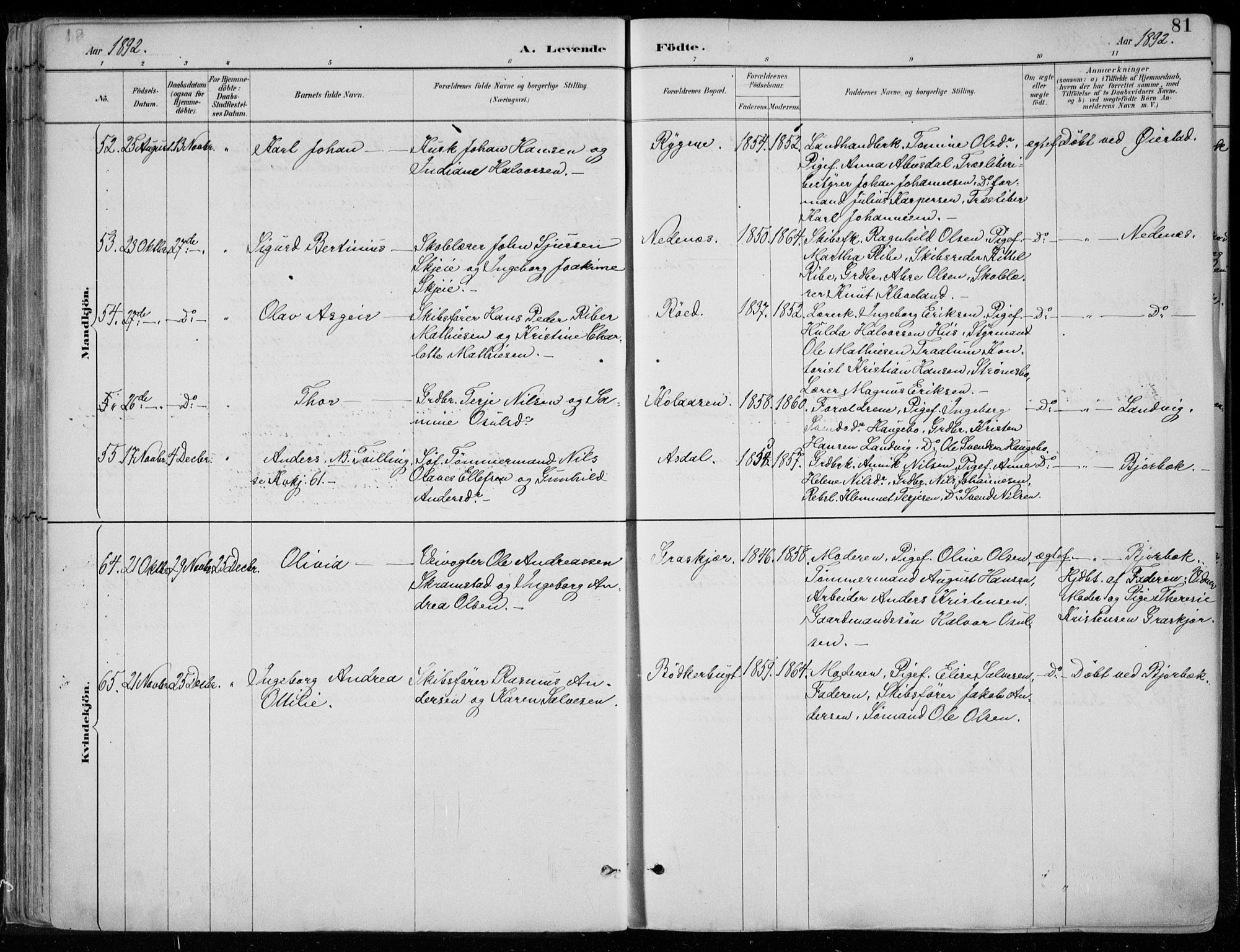 Øyestad sokneprestkontor, AV/SAK-1111-0049/F/Fa/L0017: Parish register (official) no. A 17, 1887-1896, p. 81