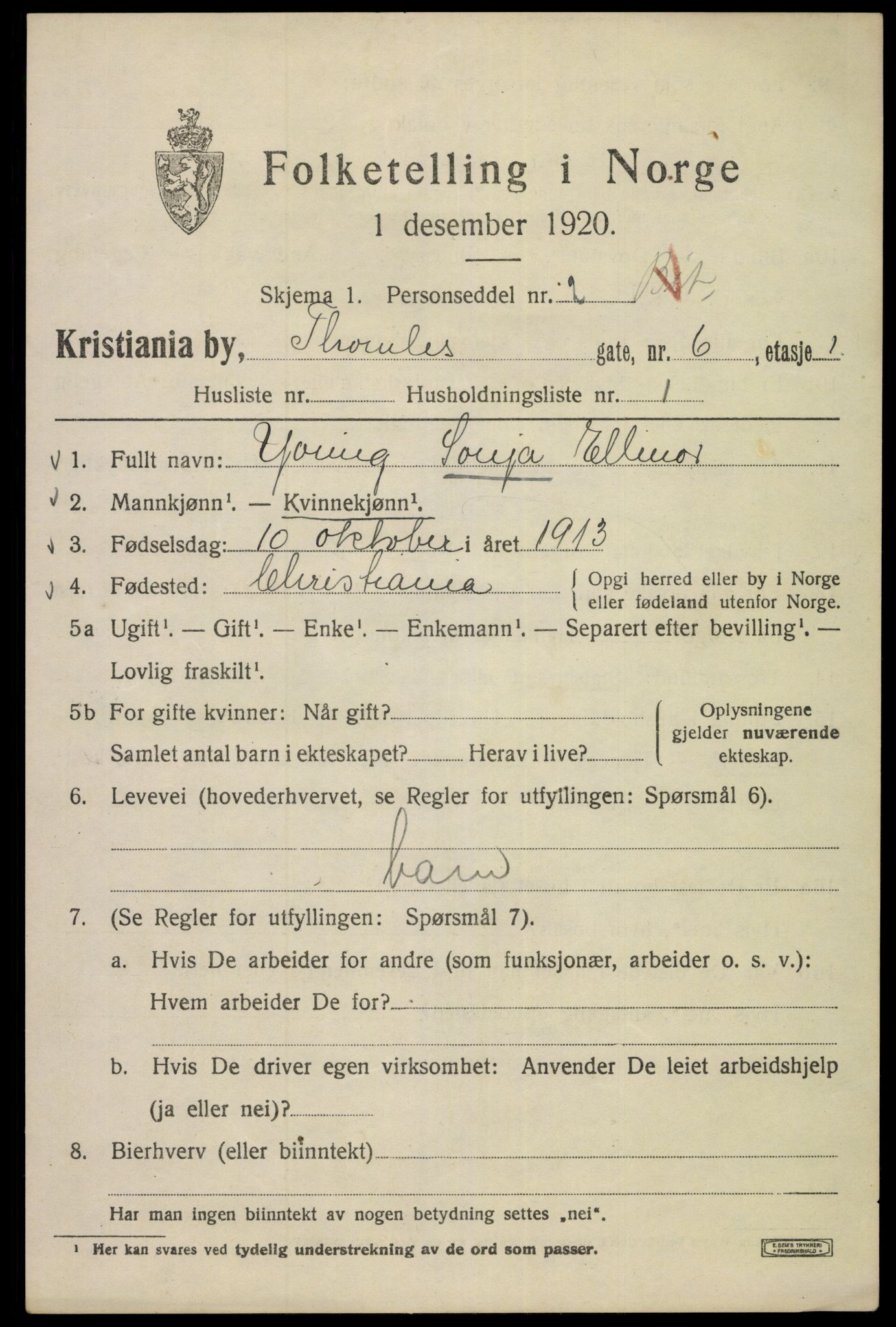 SAO, 1920 census for Kristiania, 1920, p. 573237