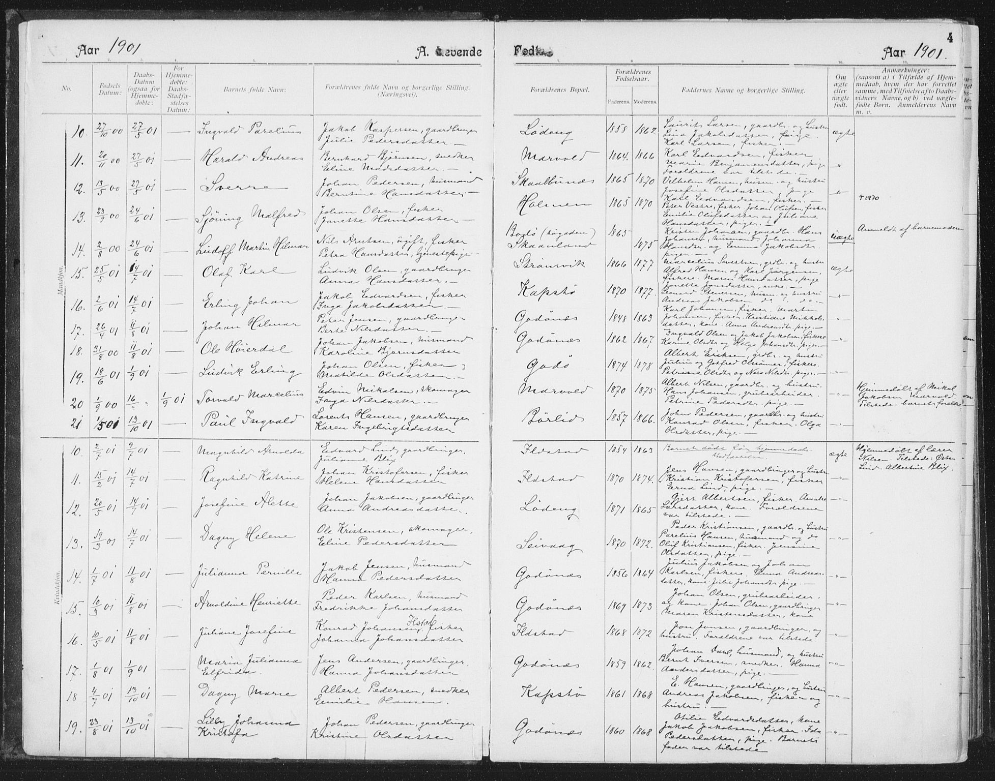 Ministerialprotokoller, klokkerbøker og fødselsregistre - Nordland, SAT/A-1459/804/L0081: Parish register (official) no. 804A02, 1901-1915, p. 4