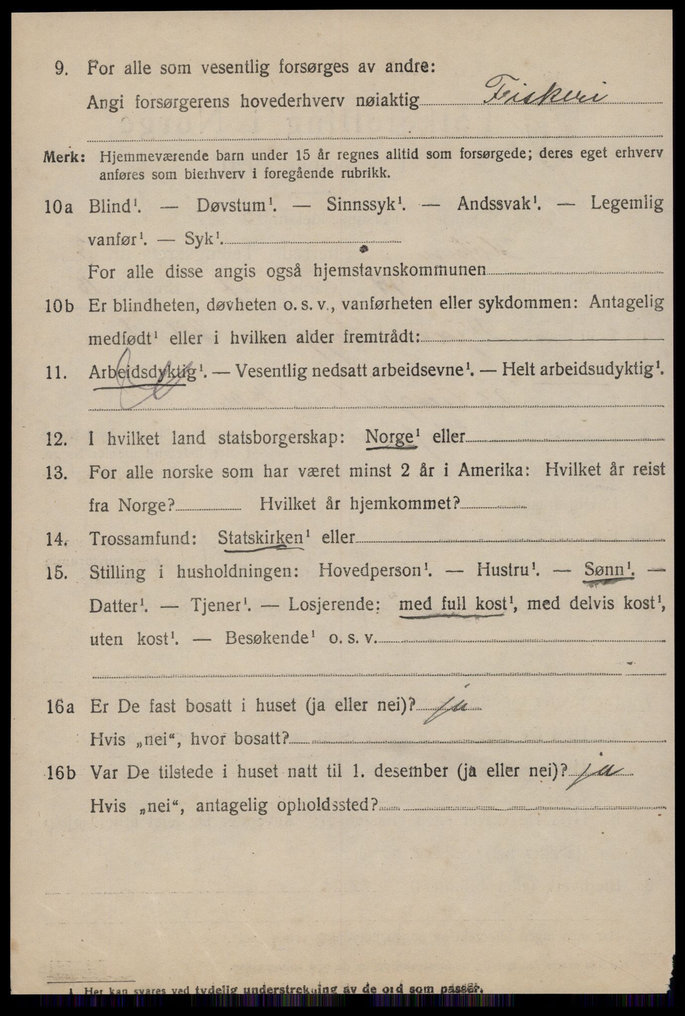 SAT, 1920 census for Hopen, 1920, p. 1989