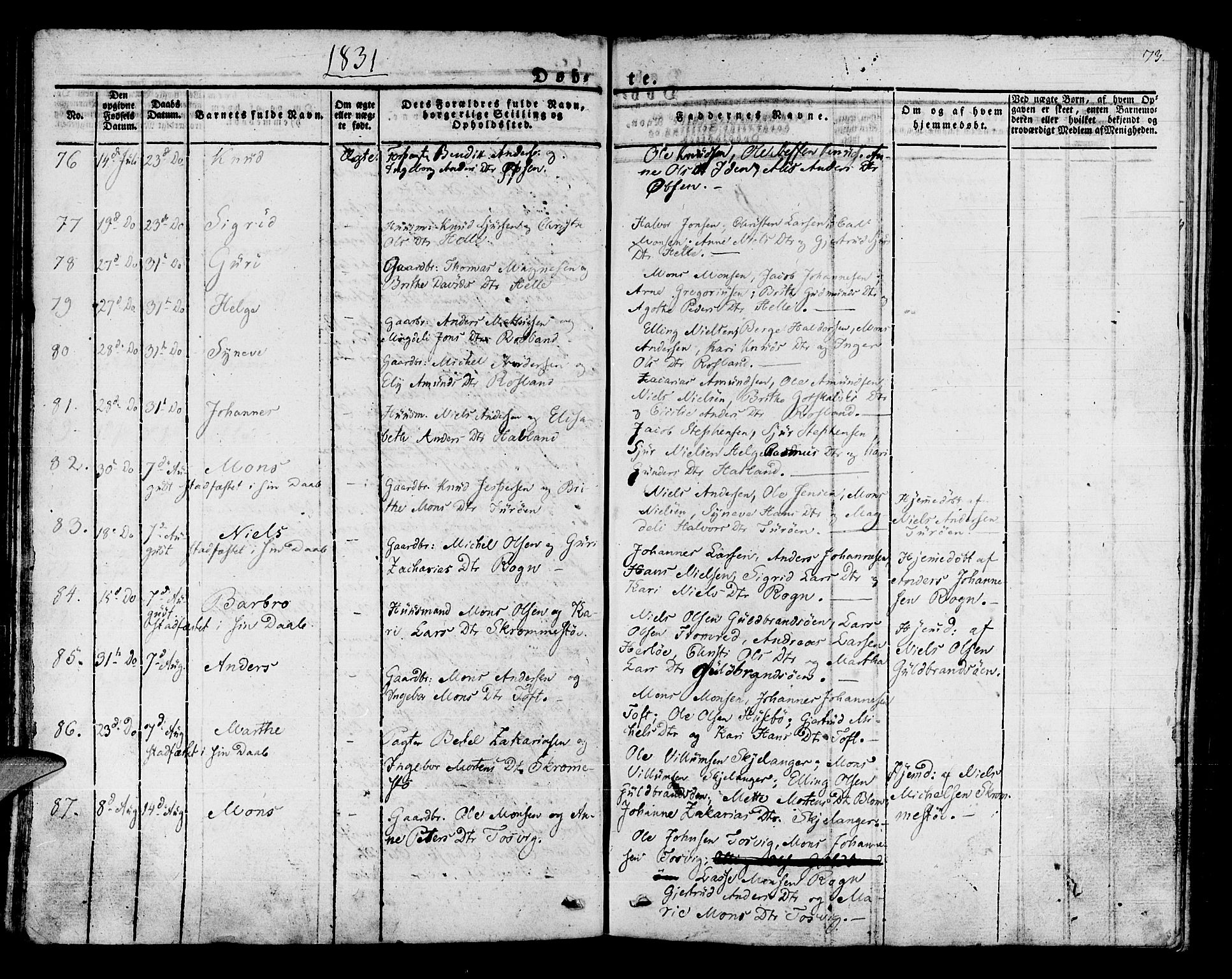 Manger sokneprestembete, SAB/A-76801/H/Haa: Parish register (official) no. A 4, 1824-1838, p. 73