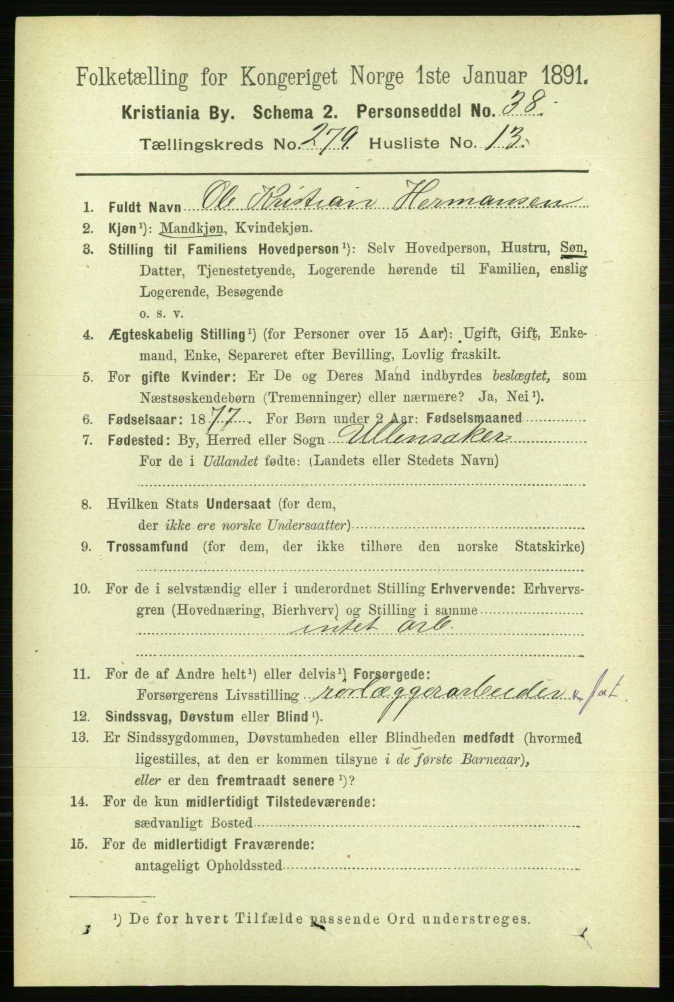 RA, 1891 census for 0301 Kristiania, 1891, p. 169655