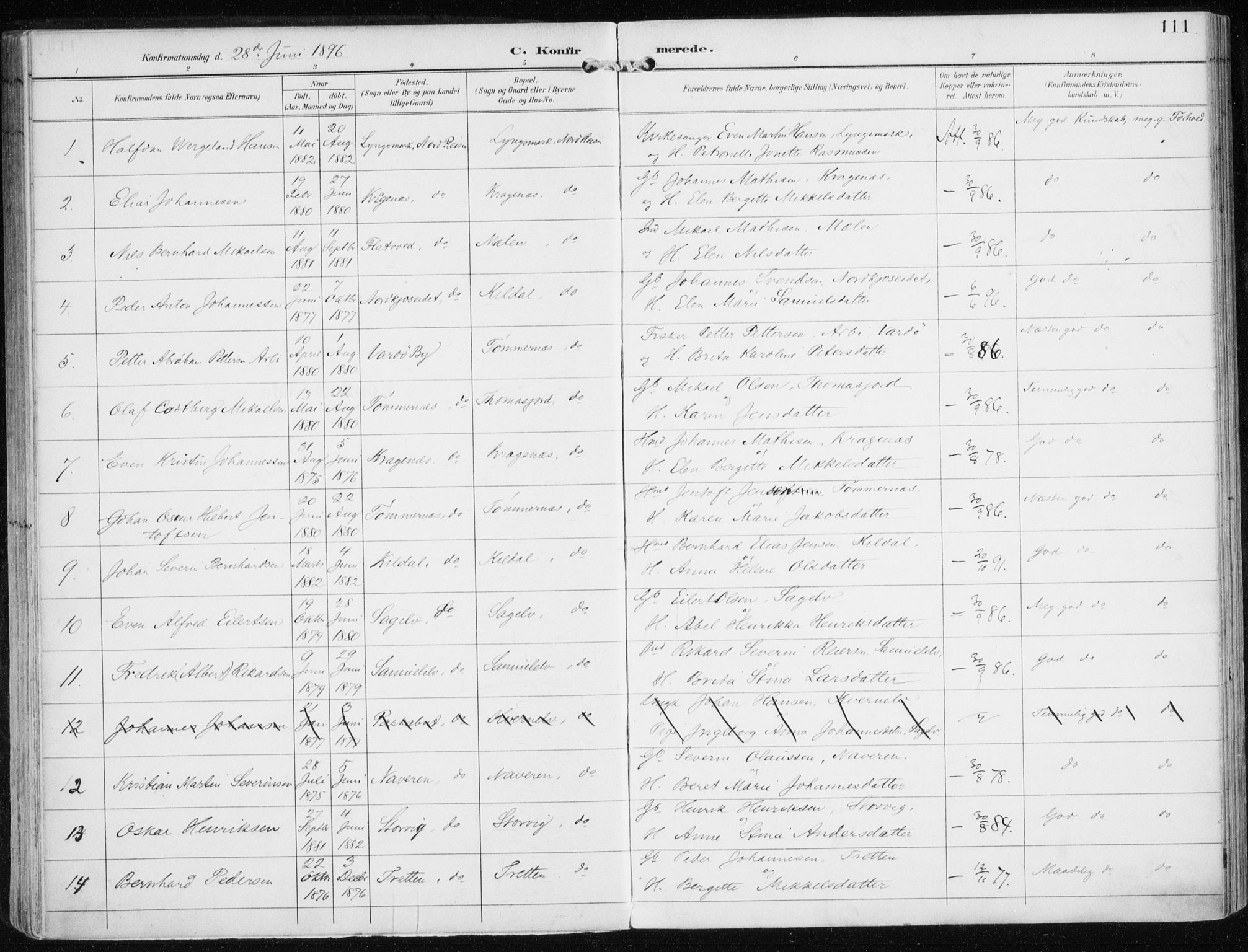 Skjervøy sokneprestkontor, SATØ/S-1300/H/Ha/Haa/L0017kirke: Parish register (official) no. 17, 1895-1911, p. 111