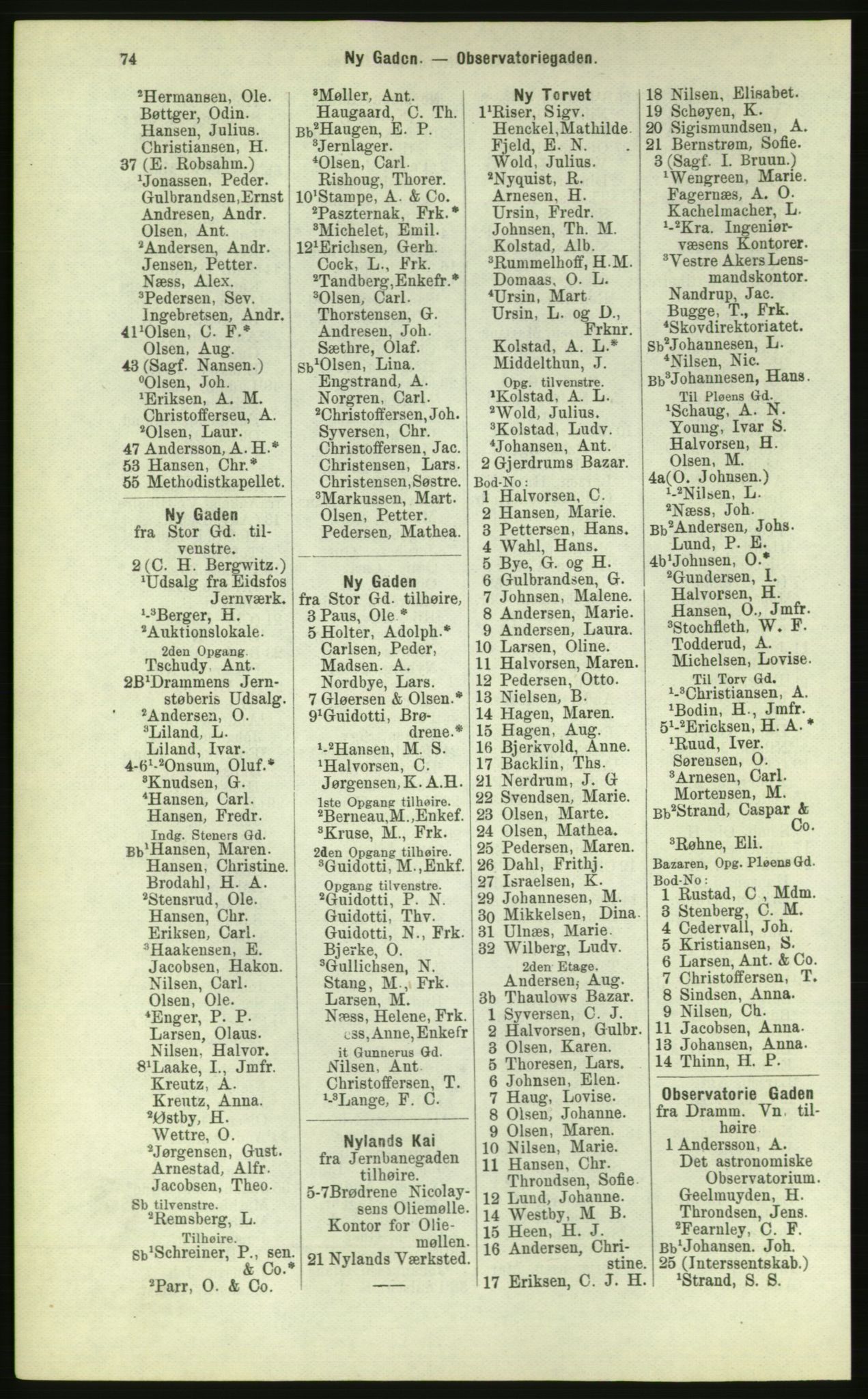 Kristiania/Oslo adressebok, PUBL/-, 1884, p. 74