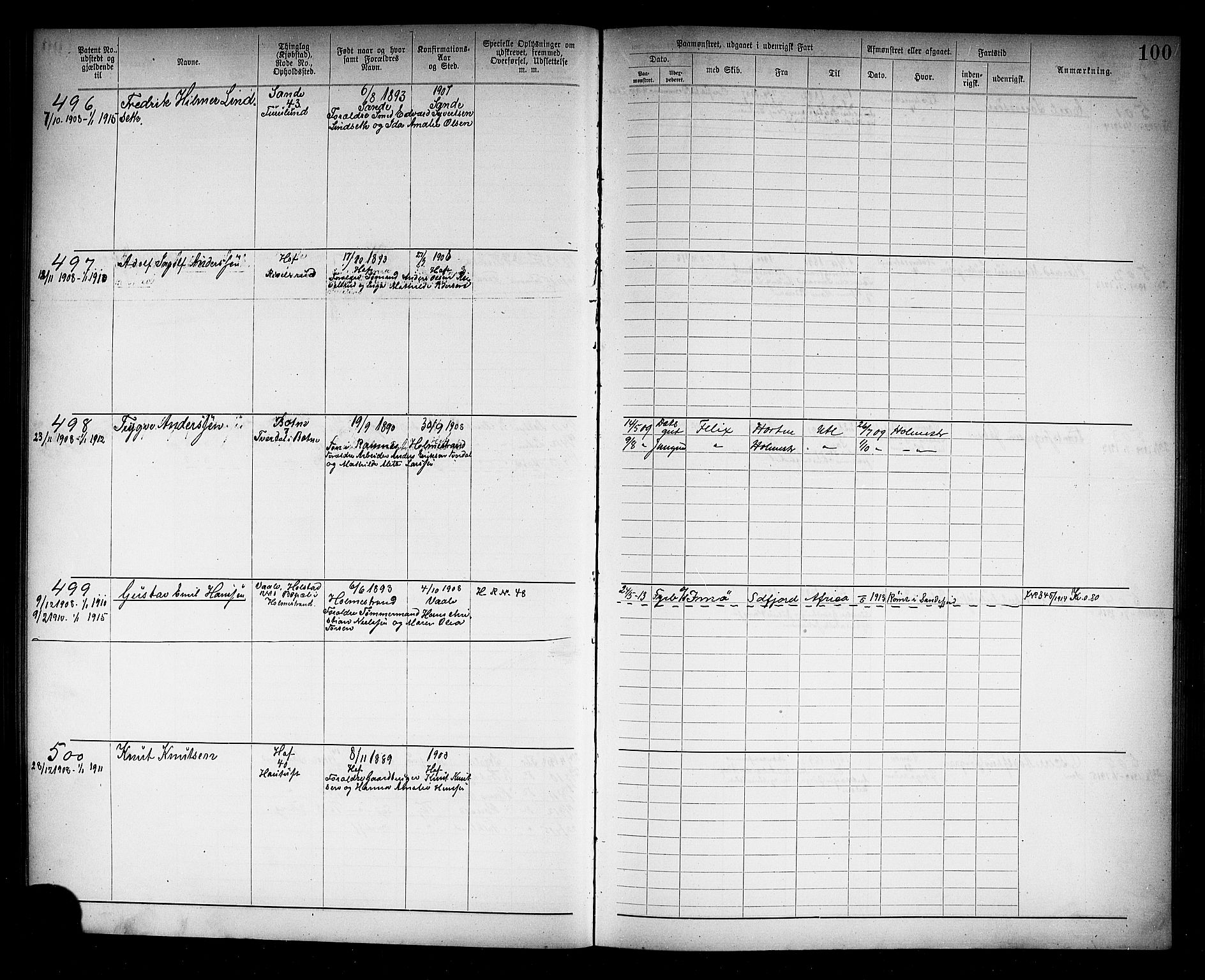 Holmestrand innrulleringskontor, SAKO/A-1151/F/Fb/L0002: Annotasjonsrulle, 1894-1911, p. 103