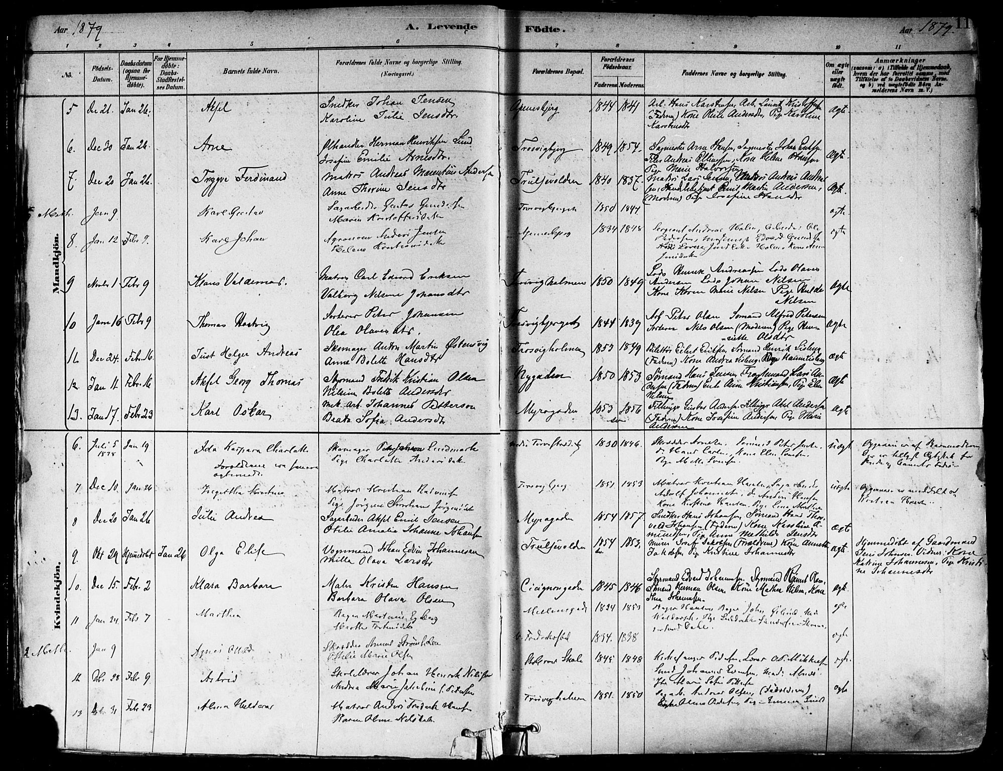 Fredrikstad domkirkes prestekontor Kirkebøker, AV/SAO-A-10906/F/Fa/L0002: Parish register (official) no. 2, 1878-1894, p. 11