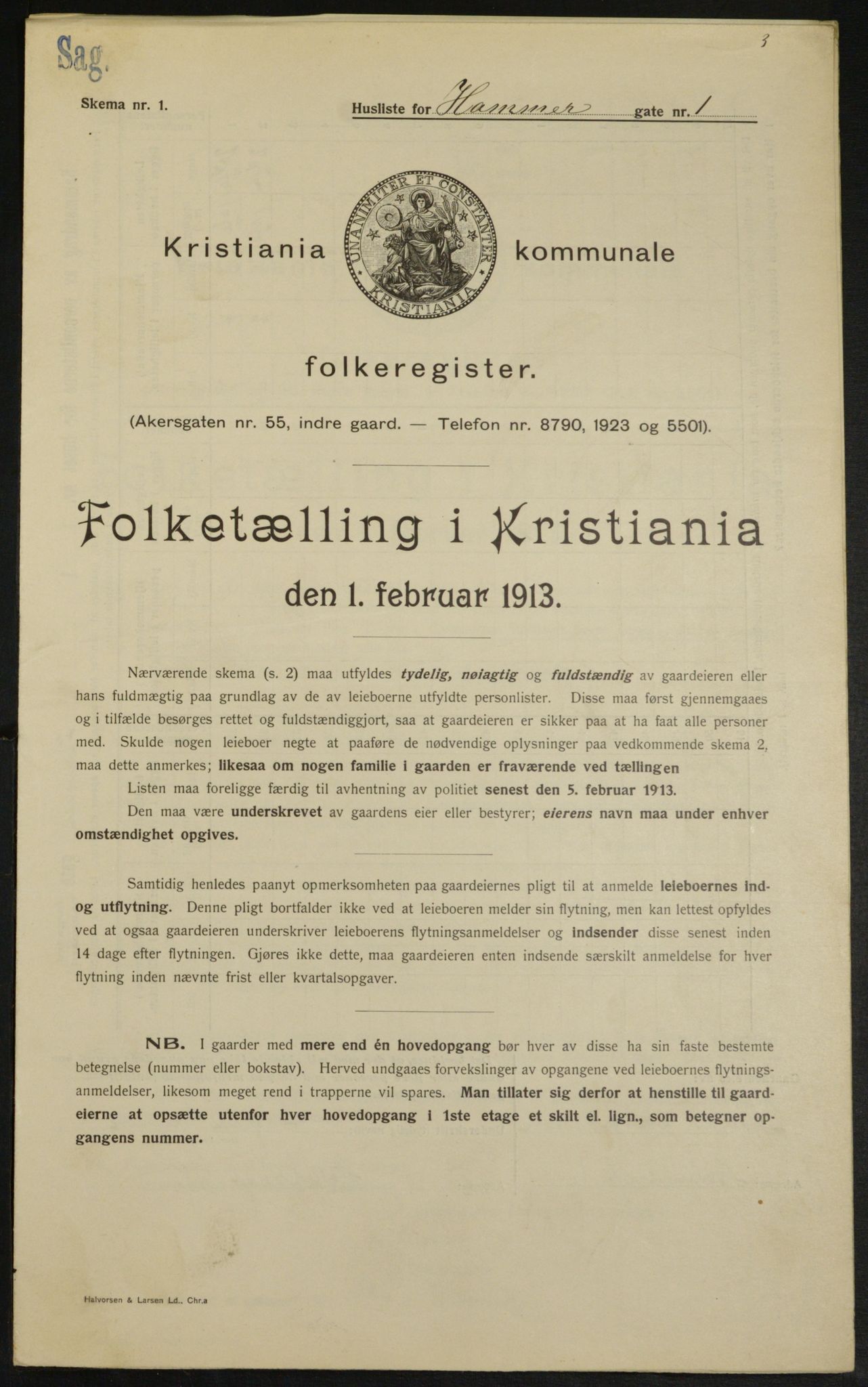 OBA, Municipal Census 1913 for Kristiania, 1913, p. 34378