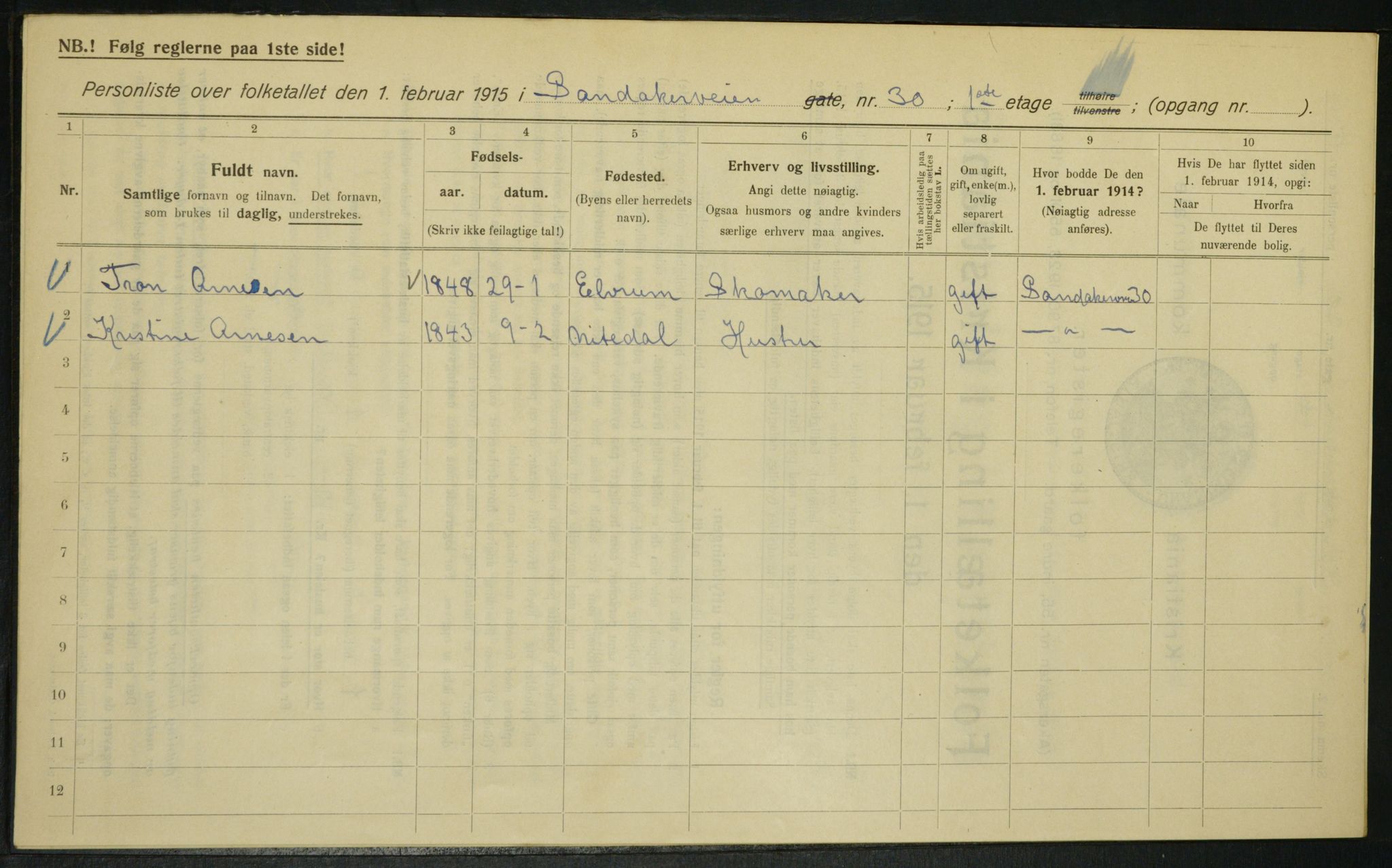 OBA, Municipal Census 1915 for Kristiania, 1915, p. 87034