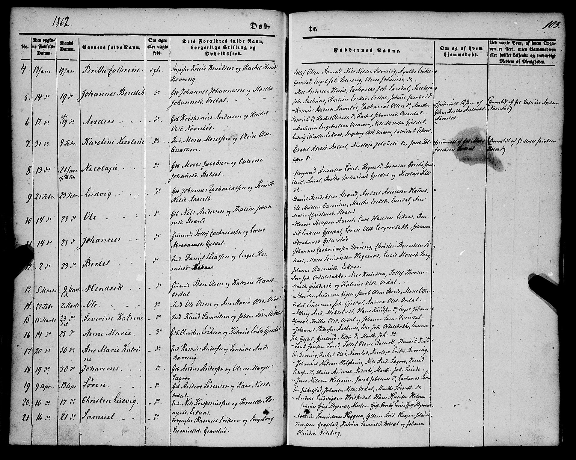 Jølster sokneprestembete, SAB/A-80701/H/Haa/Haaa/L0010: Parish register (official) no. A 10, 1847-1865, p. 103