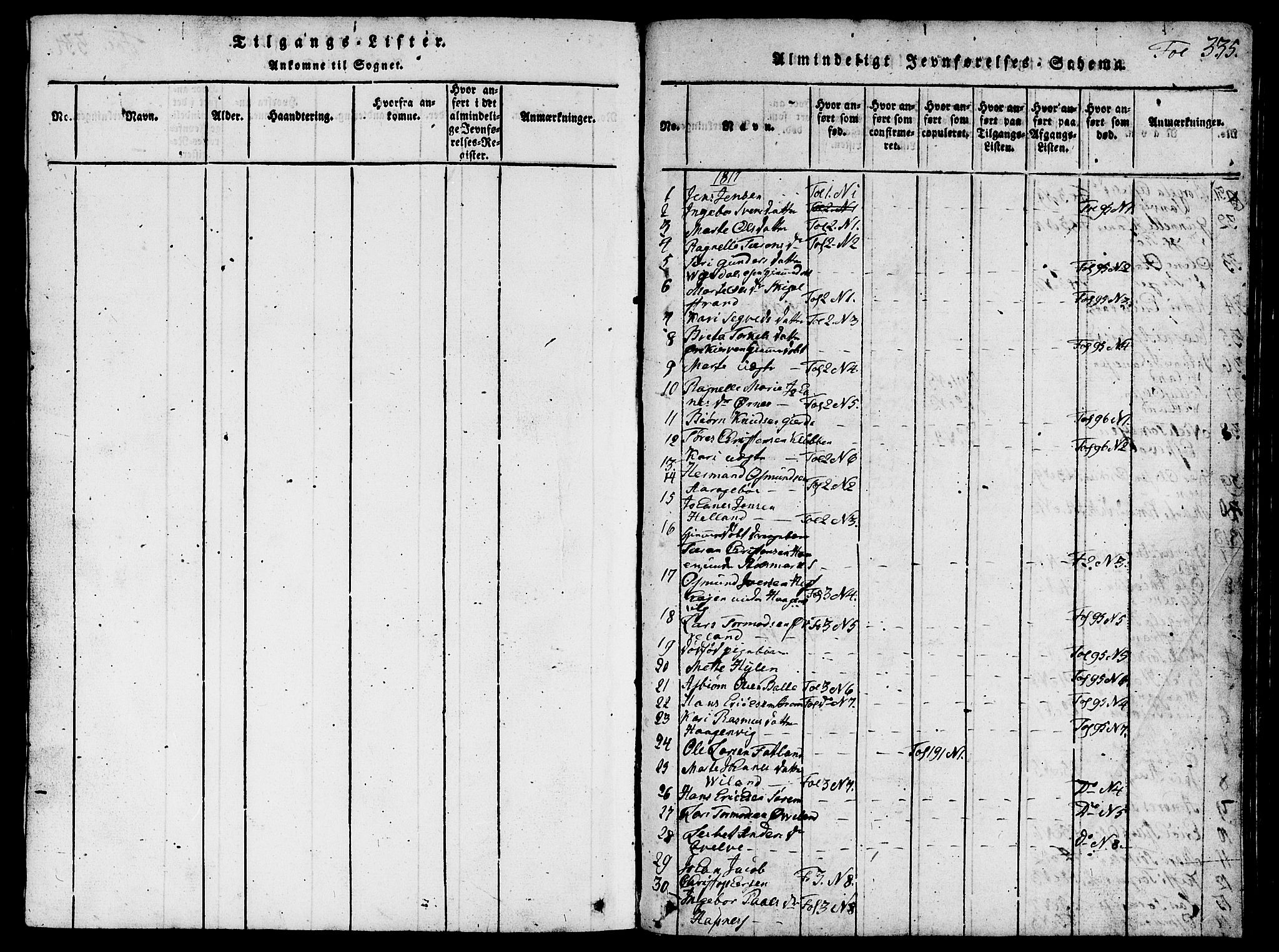 Vikedal sokneprestkontor, SAST/A-101840/01/V: Parish register (copy) no. B 1, 1816-1853, p. 335