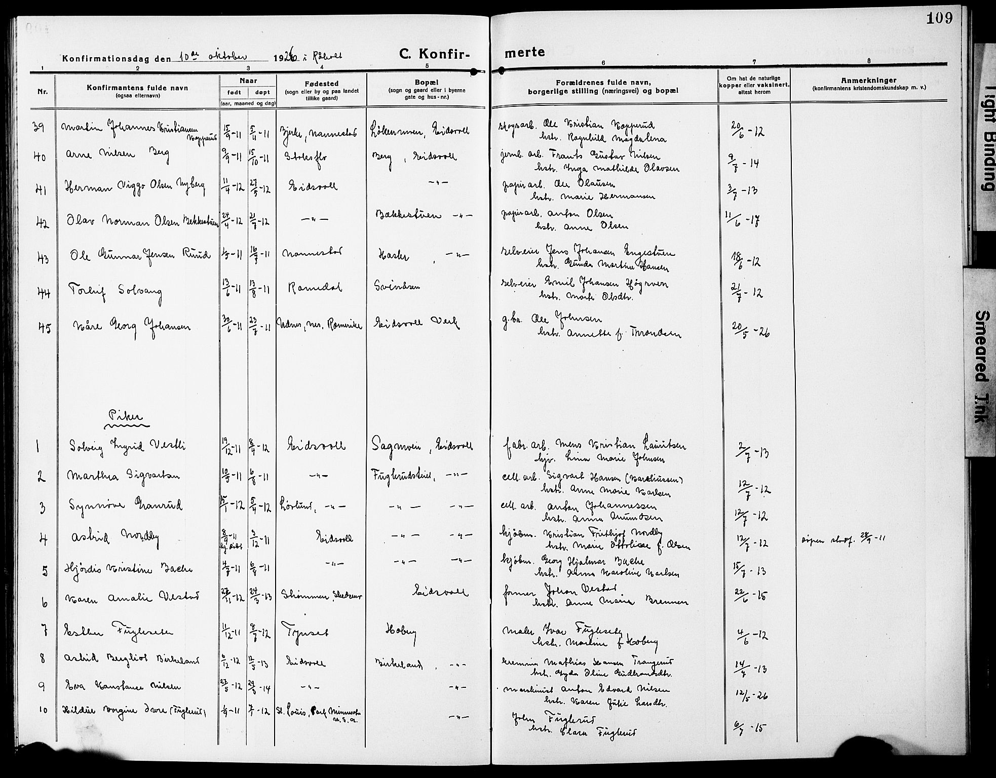 Eidsvoll prestekontor Kirkebøker, AV/SAO-A-10888/G/Ga/L0009: Parish register (copy) no. I 9, 1914-1927, p. 109