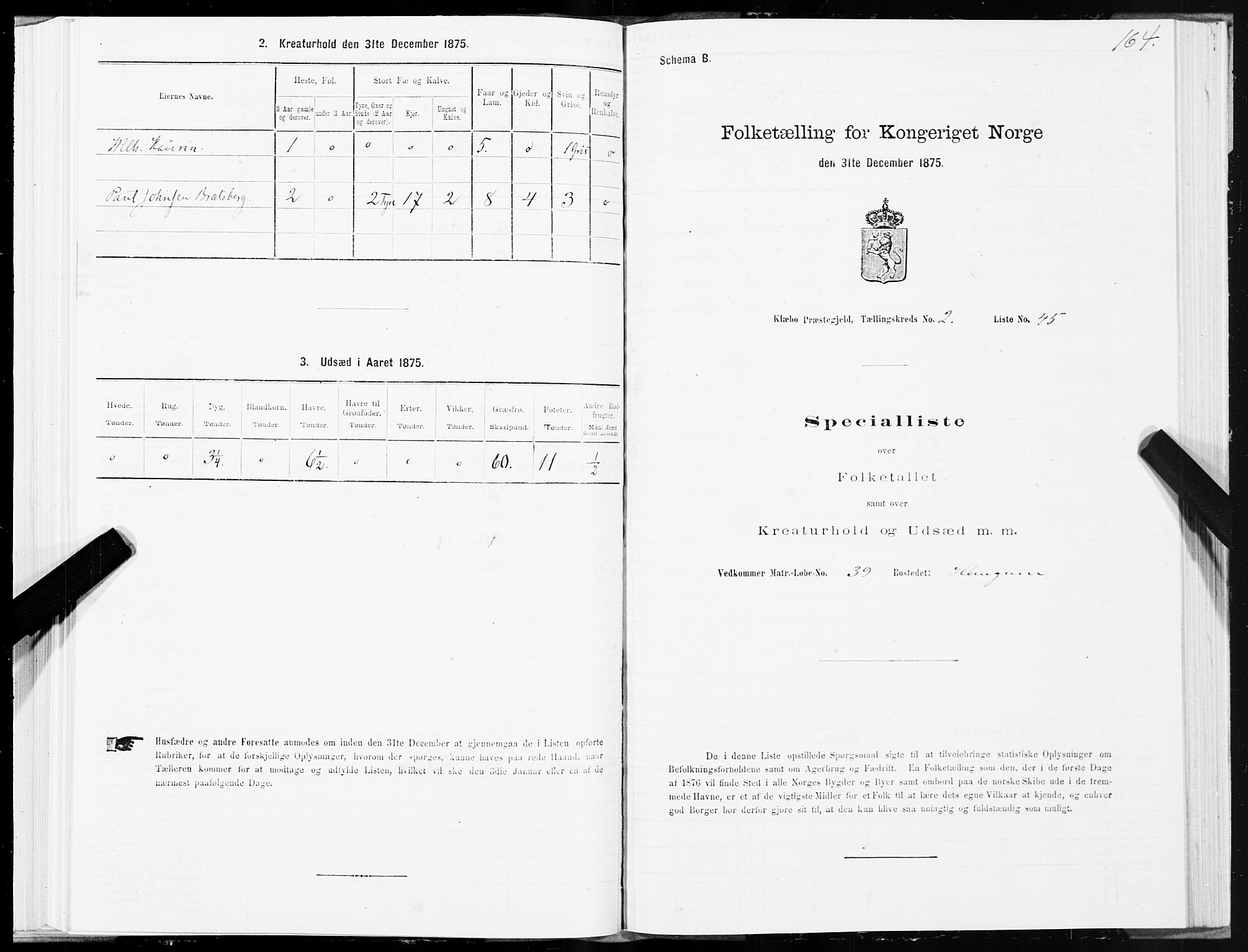 SAT, 1875 census for 1662P Klæbu, 1875, p. 1164