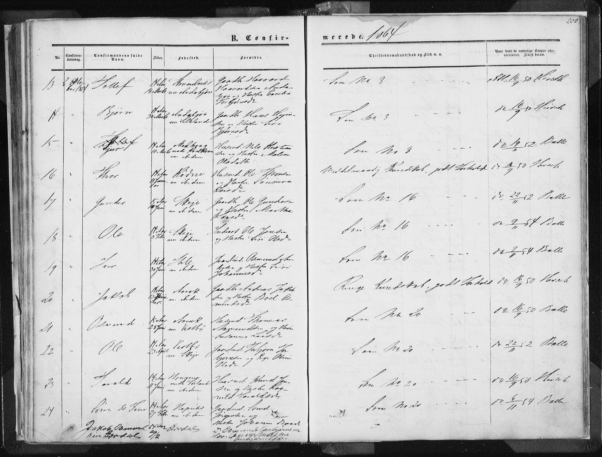 Vikedal sokneprestkontor, AV/SAST-A-101840/01/IV: Parish register (official) no. A 6.1, 1851-1867, p. 200