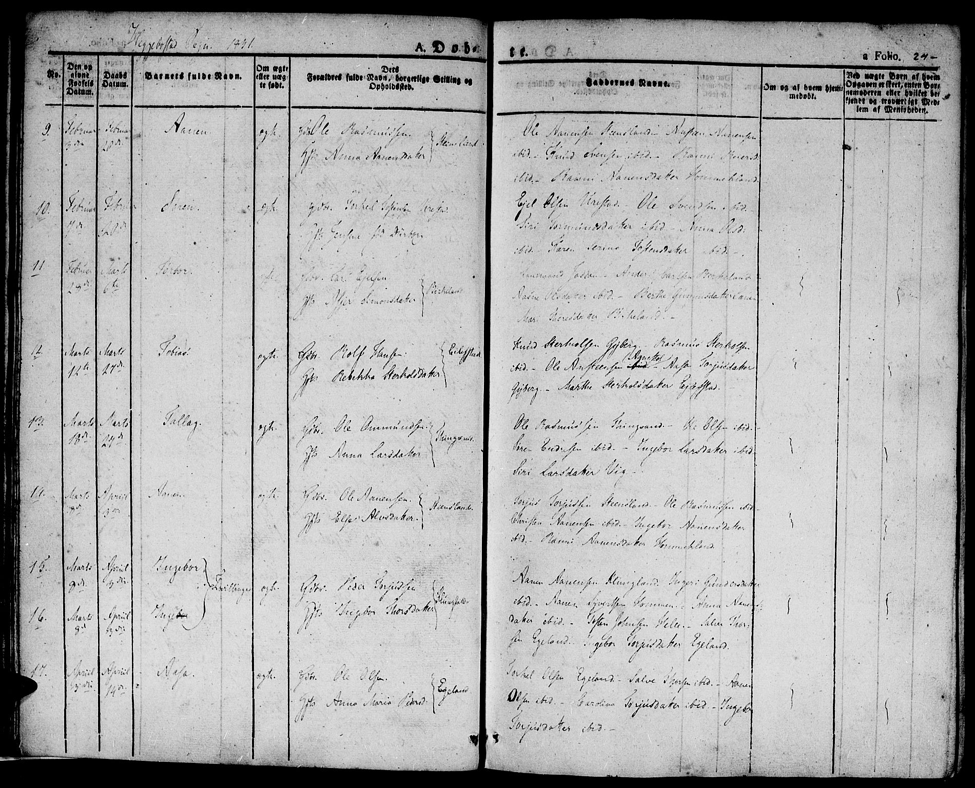 Hægebostad sokneprestkontor, AV/SAK-1111-0024/F/Fa/Faa/L0003: Parish register (official) no. A 3 /1, 1825-1834, p. 24