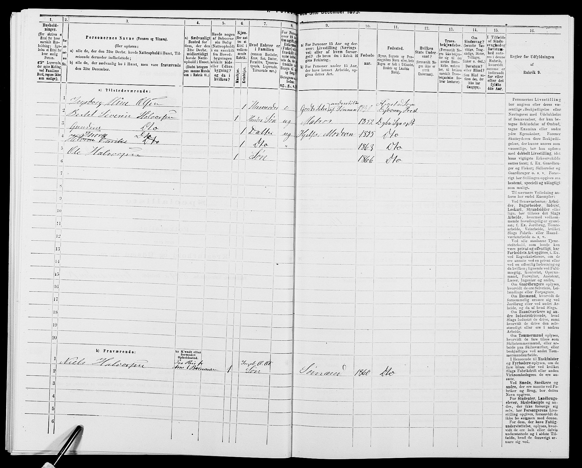 SAK, 1875 census for 0915P Dypvåg, 1875, p. 518