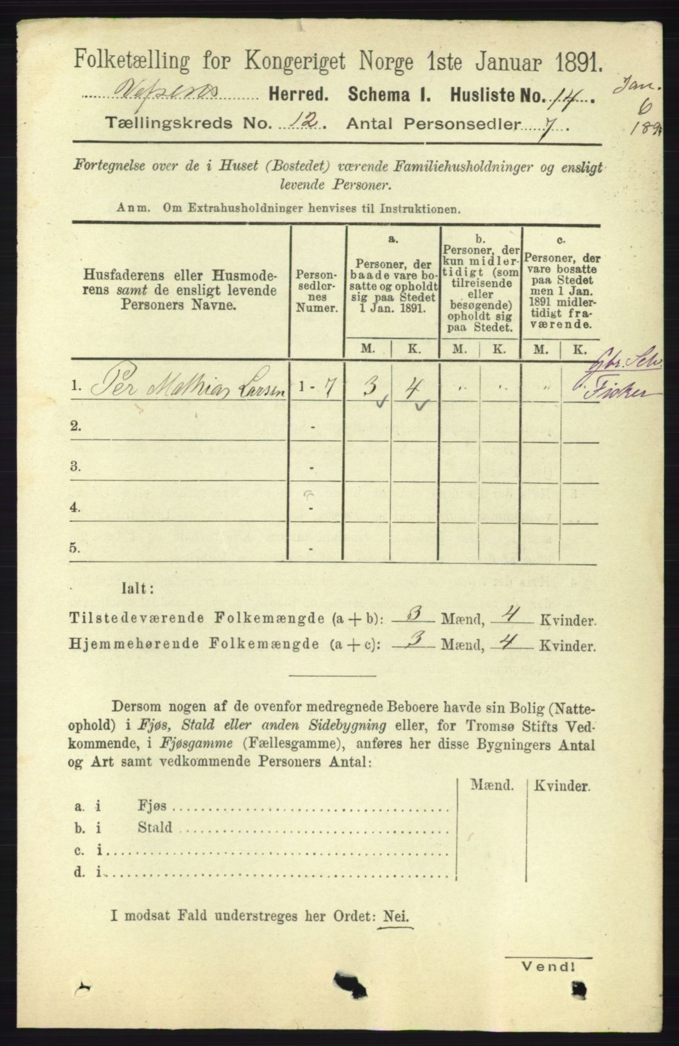 RA, 1891 census for 1824 Vefsn, 1891, p. 6069