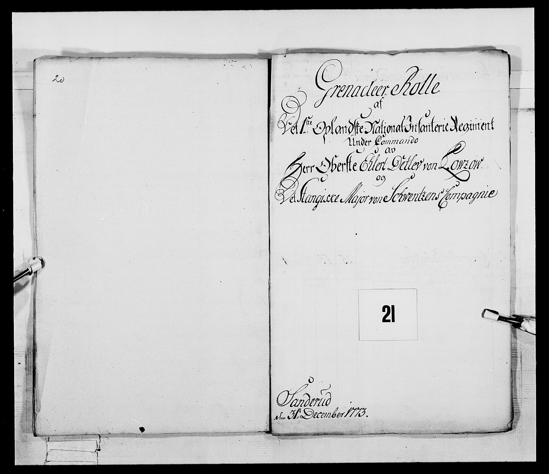 Generalitets- og kommissariatskollegiet, Det kongelige norske kommissariatskollegium, AV/RA-EA-5420/E/Eh/L0058: 1. Opplandske nasjonale infanteriregiment, 1772-1774, p. 184