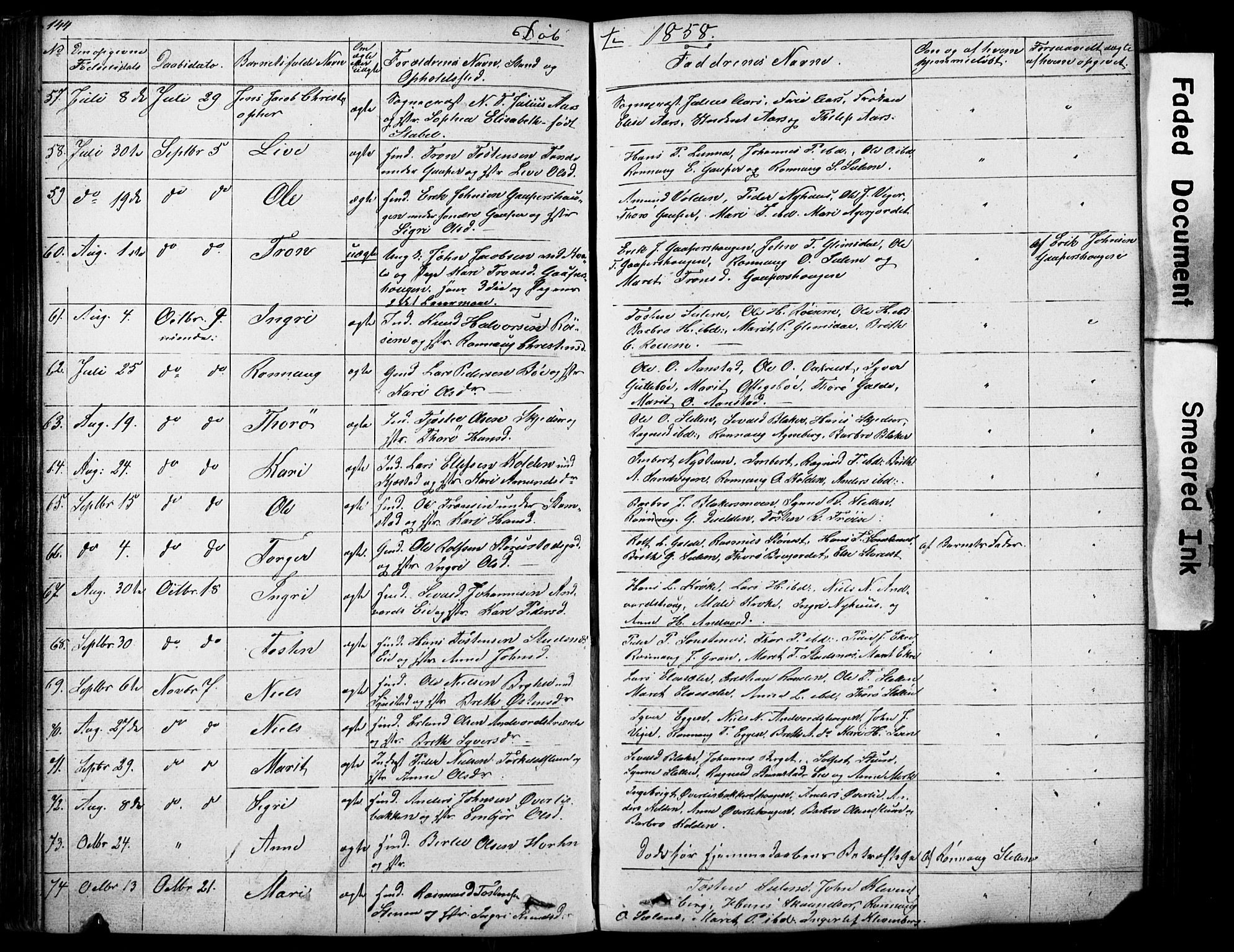 Lom prestekontor, SAH/PREST-070/L/L0012: Parish register (copy) no. 12, 1845-1873, p. 144-145