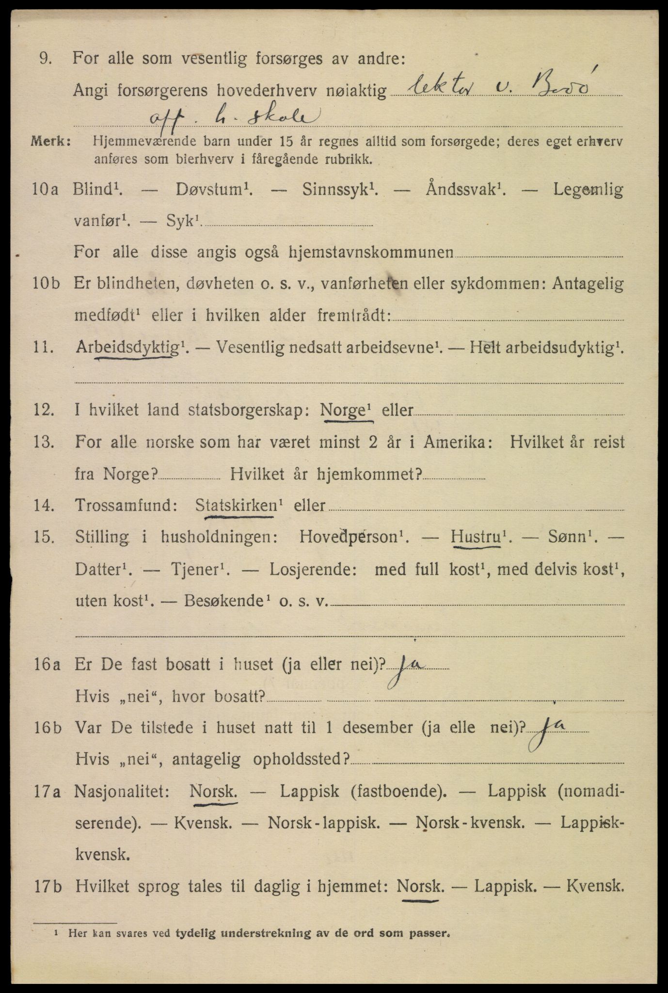 SAT, 1920 census for Bodø, 1920, p. 7002