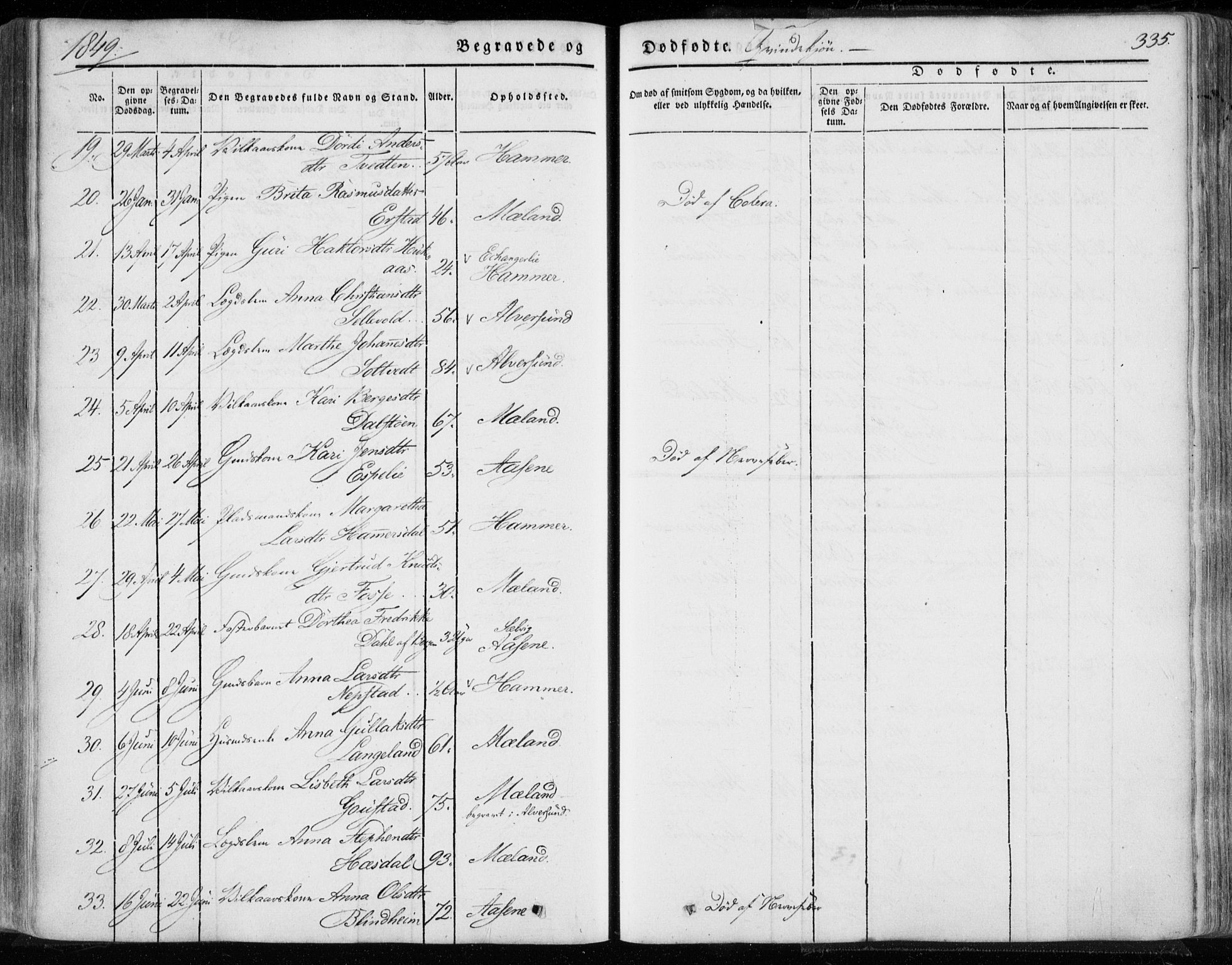 Hamre sokneprestembete, AV/SAB-A-75501/H/Ha/Haa/Haaa/L0013: Parish register (official) no. A 13, 1846-1857, p. 335