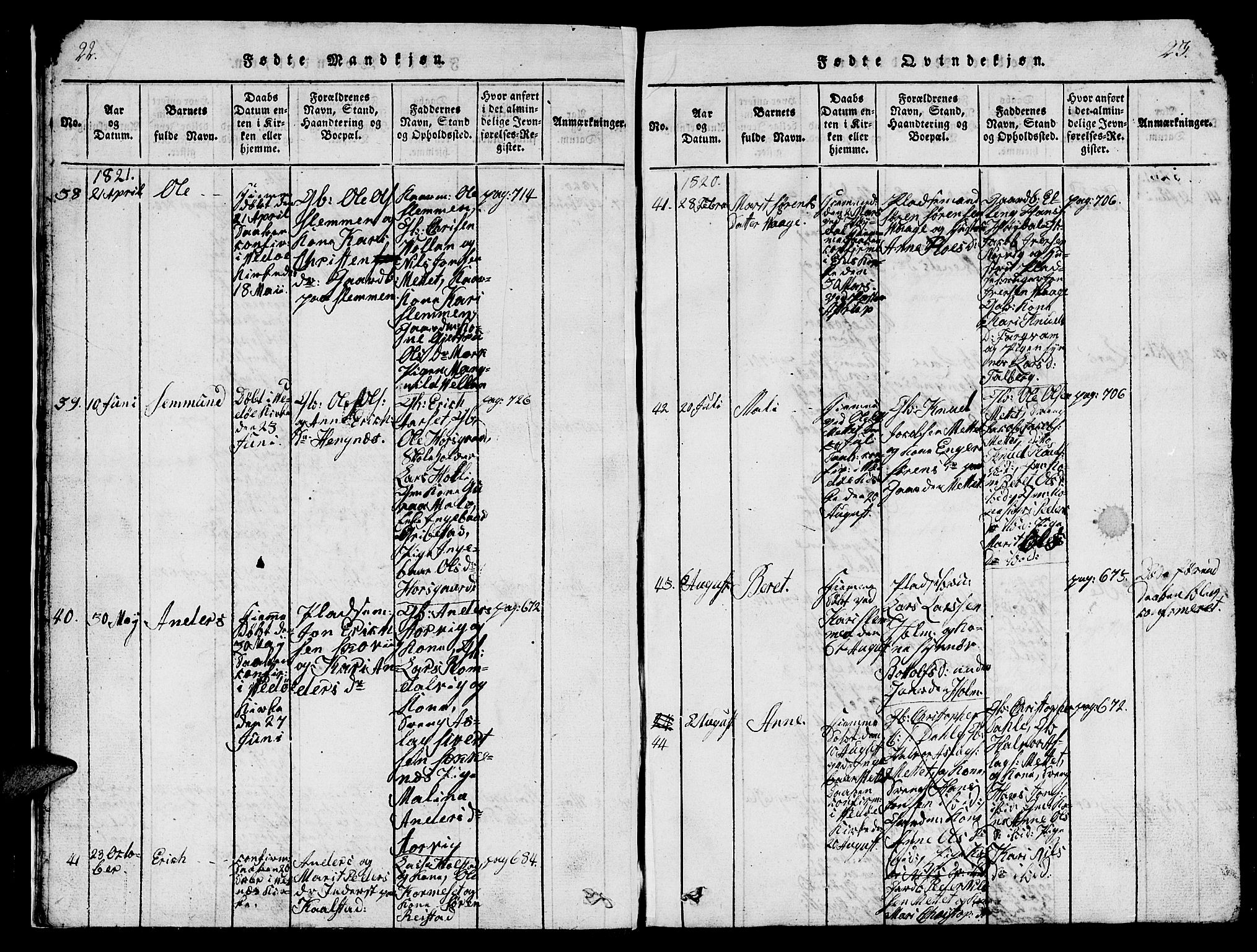 Ministerialprotokoller, klokkerbøker og fødselsregistre - Møre og Romsdal, AV/SAT-A-1454/547/L0610: Parish register (copy) no. 547C01, 1818-1839, p. 22-23