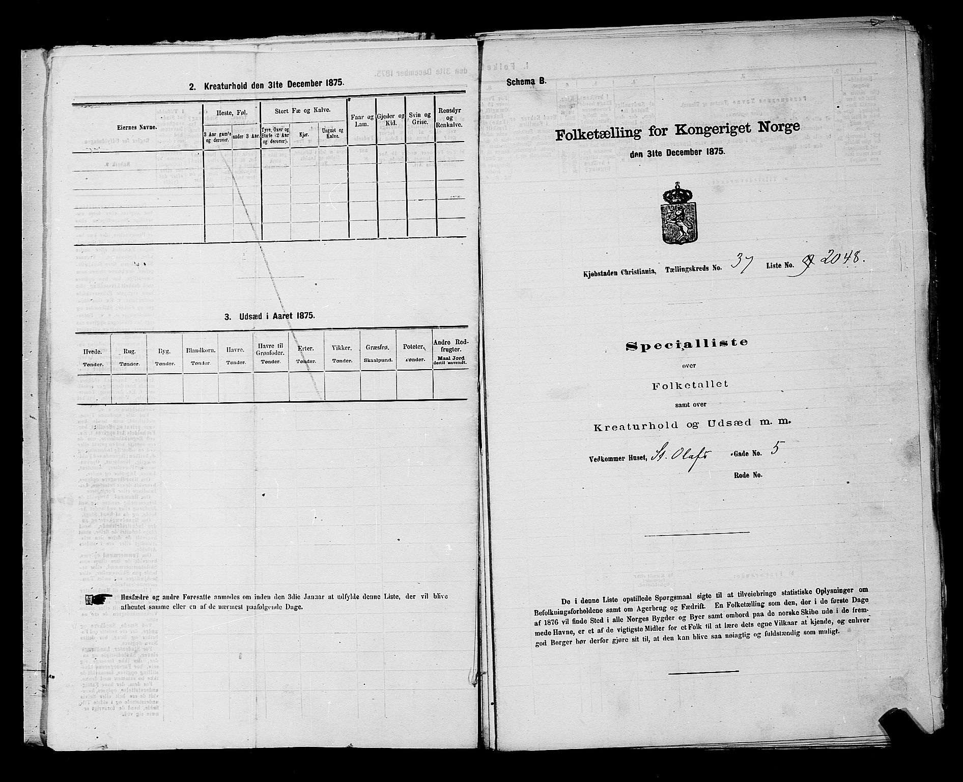 RA, 1875 census for 0301 Kristiania, 1875, p. 5850