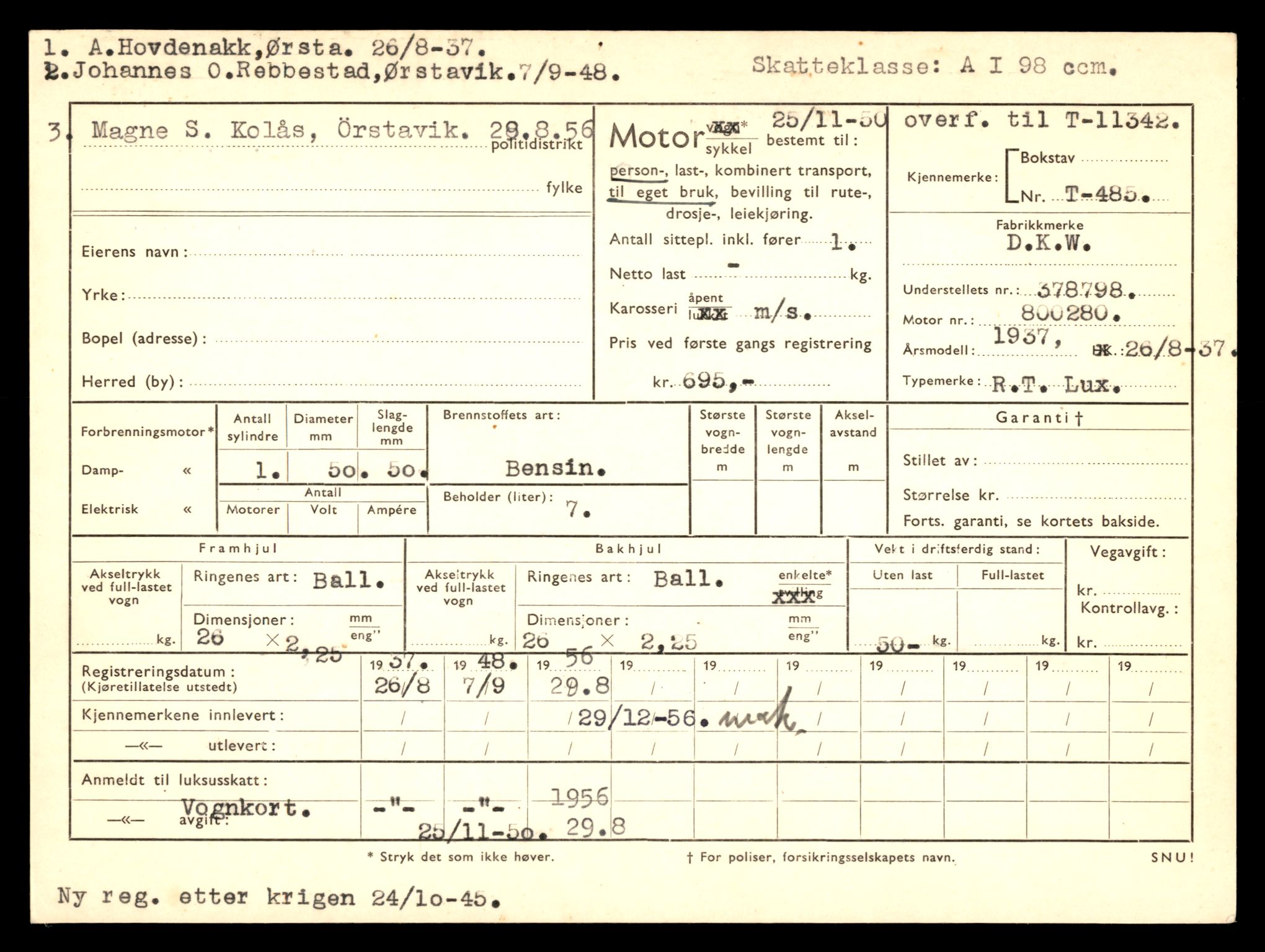 Møre og Romsdal vegkontor - Ålesund trafikkstasjon, AV/SAT-A-4099/F/Fe/L0028: Registreringskort for kjøretøy T 11290 - T 11429, 1927-1998, p. 1105