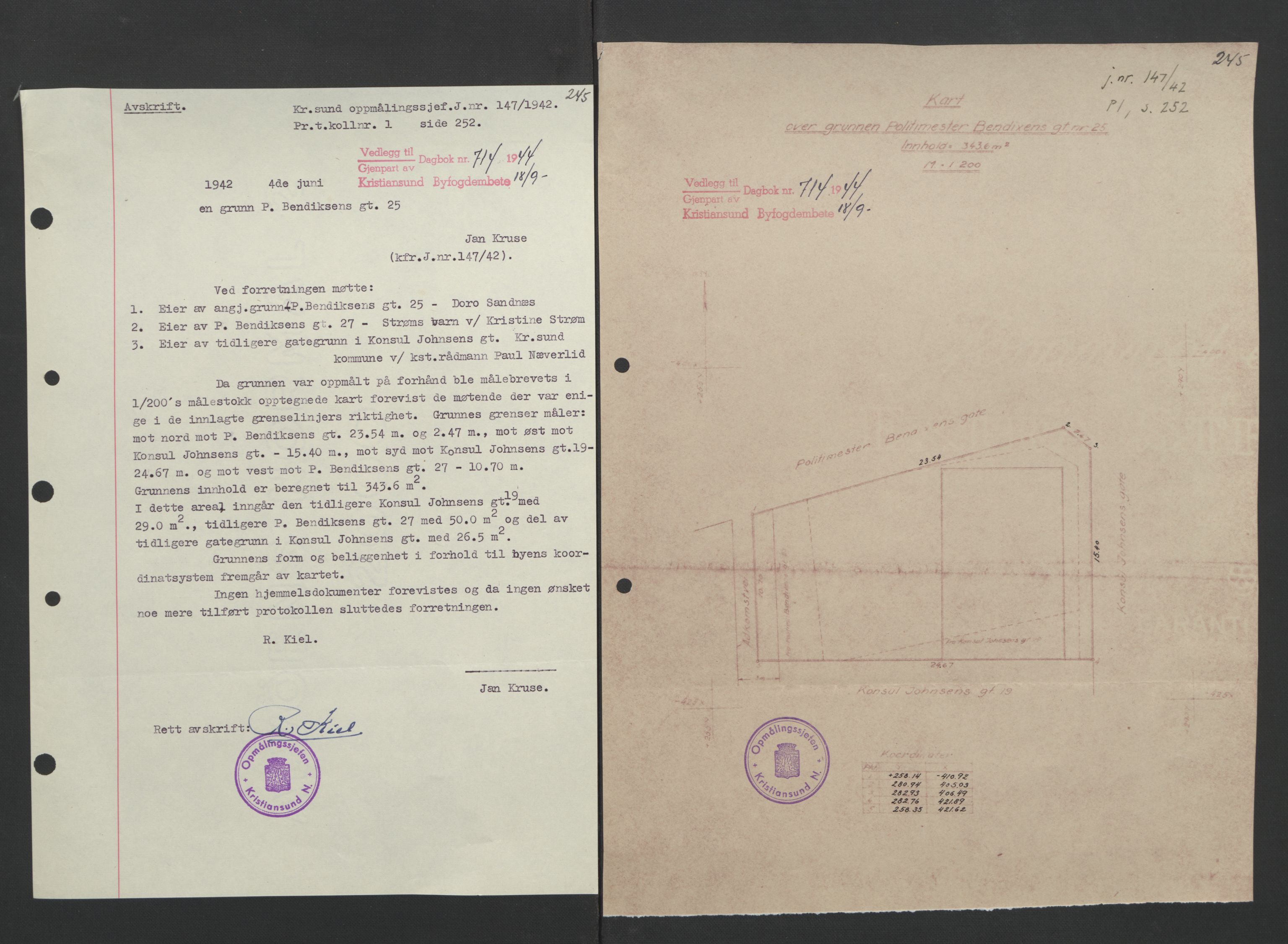 Kristiansund byfogd, AV/SAT-A-4587/A/27: Mortgage book no. 37, 1942-1945, Diary no: : 714/1944