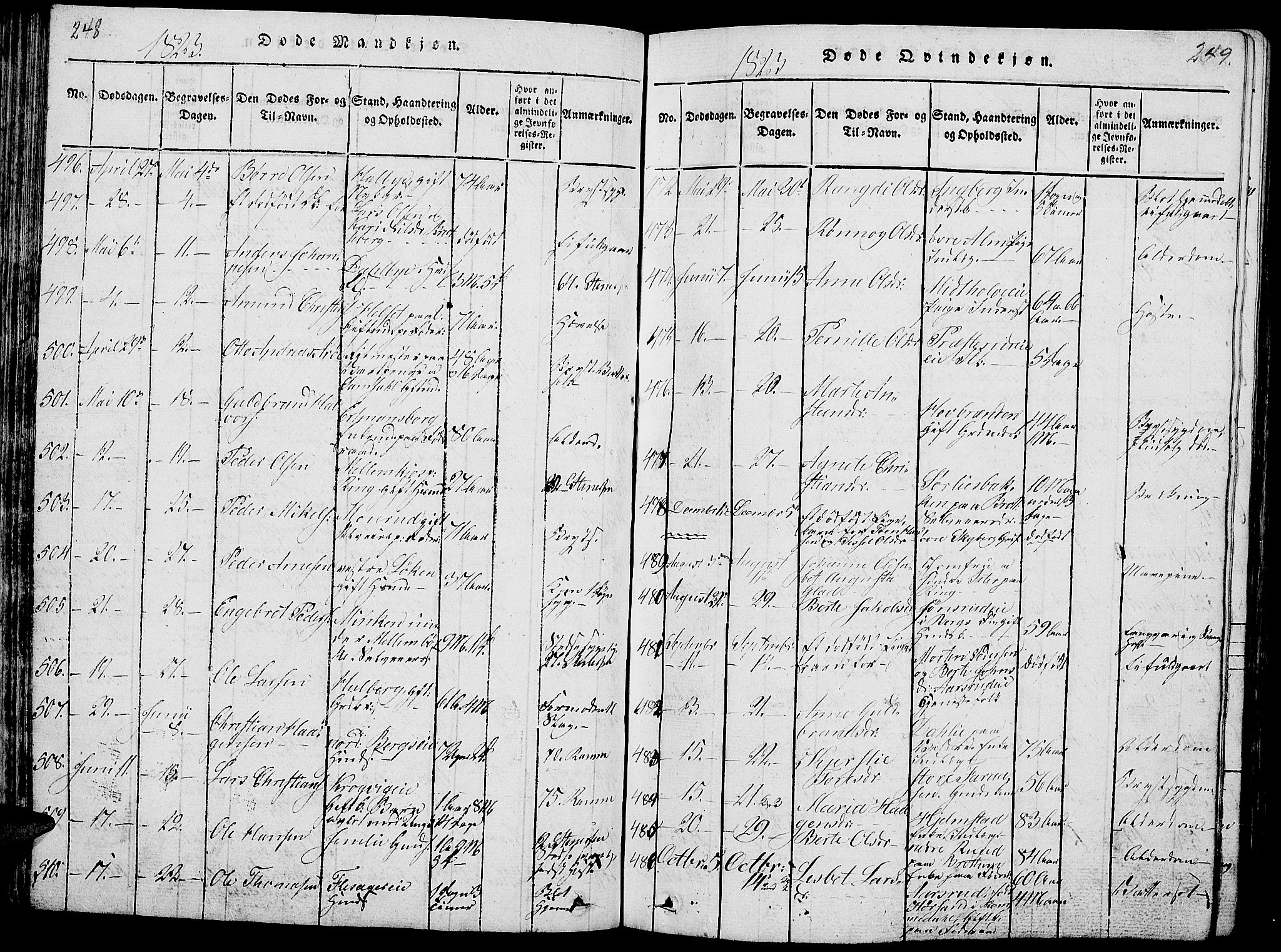 Ringsaker prestekontor, AV/SAH-PREST-014/L/La/L0001: Parish register (copy) no. 1, 1814-1826, p. 248-249