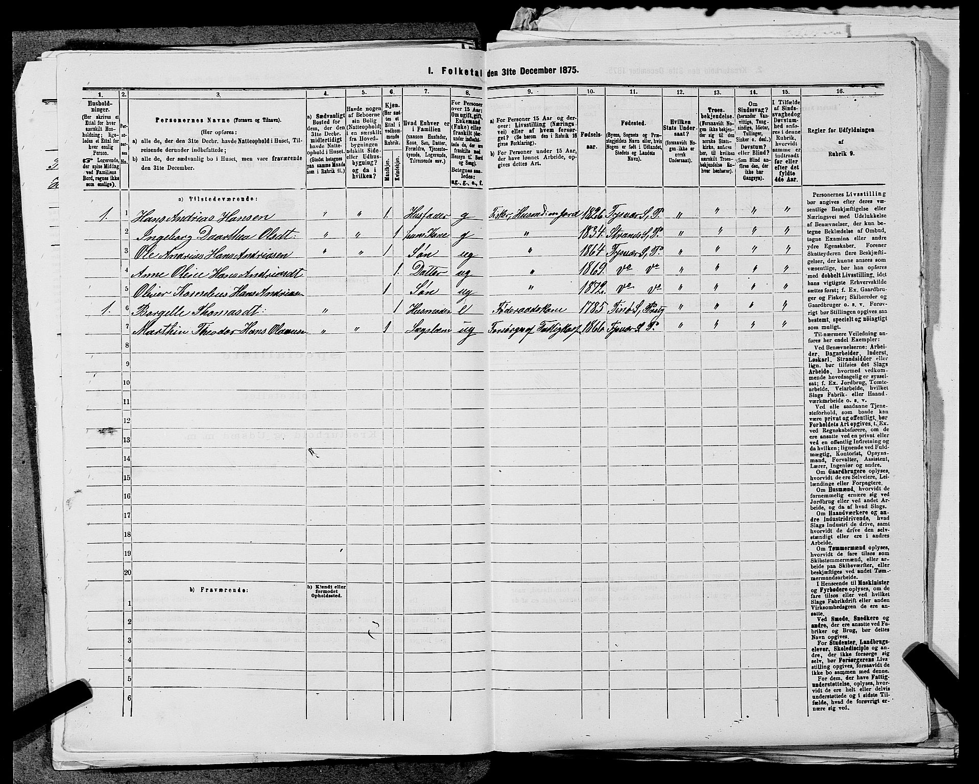 SAST, 1875 census for 1146P Tysvær, 1875, p. 518